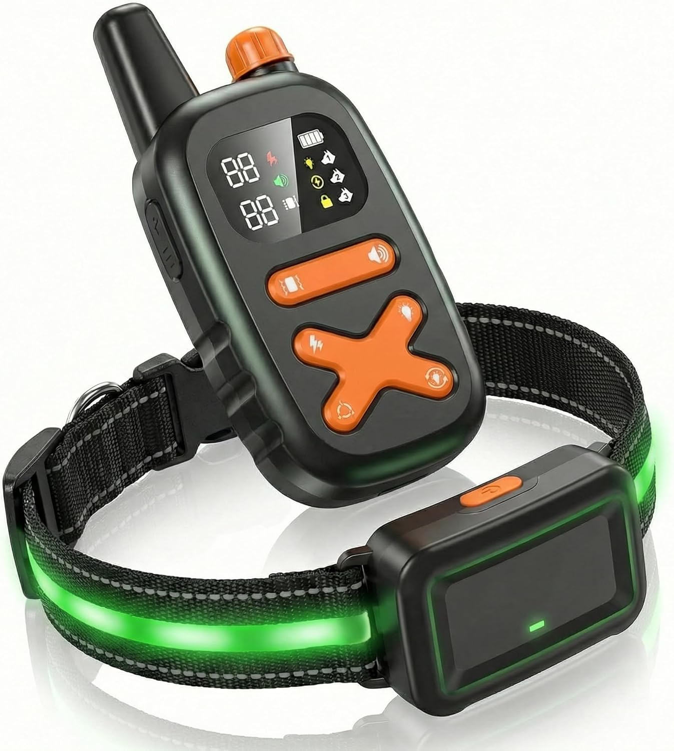 Remote Training Collar with LED Light – 3300FT Range, Rechargeable & Waterproof, Beep and Vibration Modes with Adjustable Levels, Reflective Strap for Small Medium Large Dogs