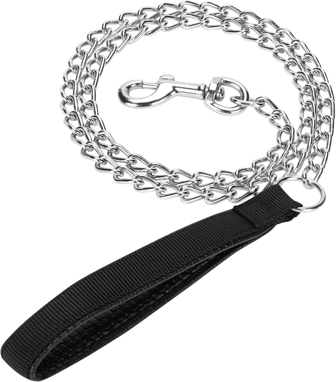 SGODA Metal Chain Heavy Duty Dog Leash, Chew Proof Dog Leash with Soft Handle for Large & Medium Size Pets Walking(4 ft. x 3.0 mm Black)