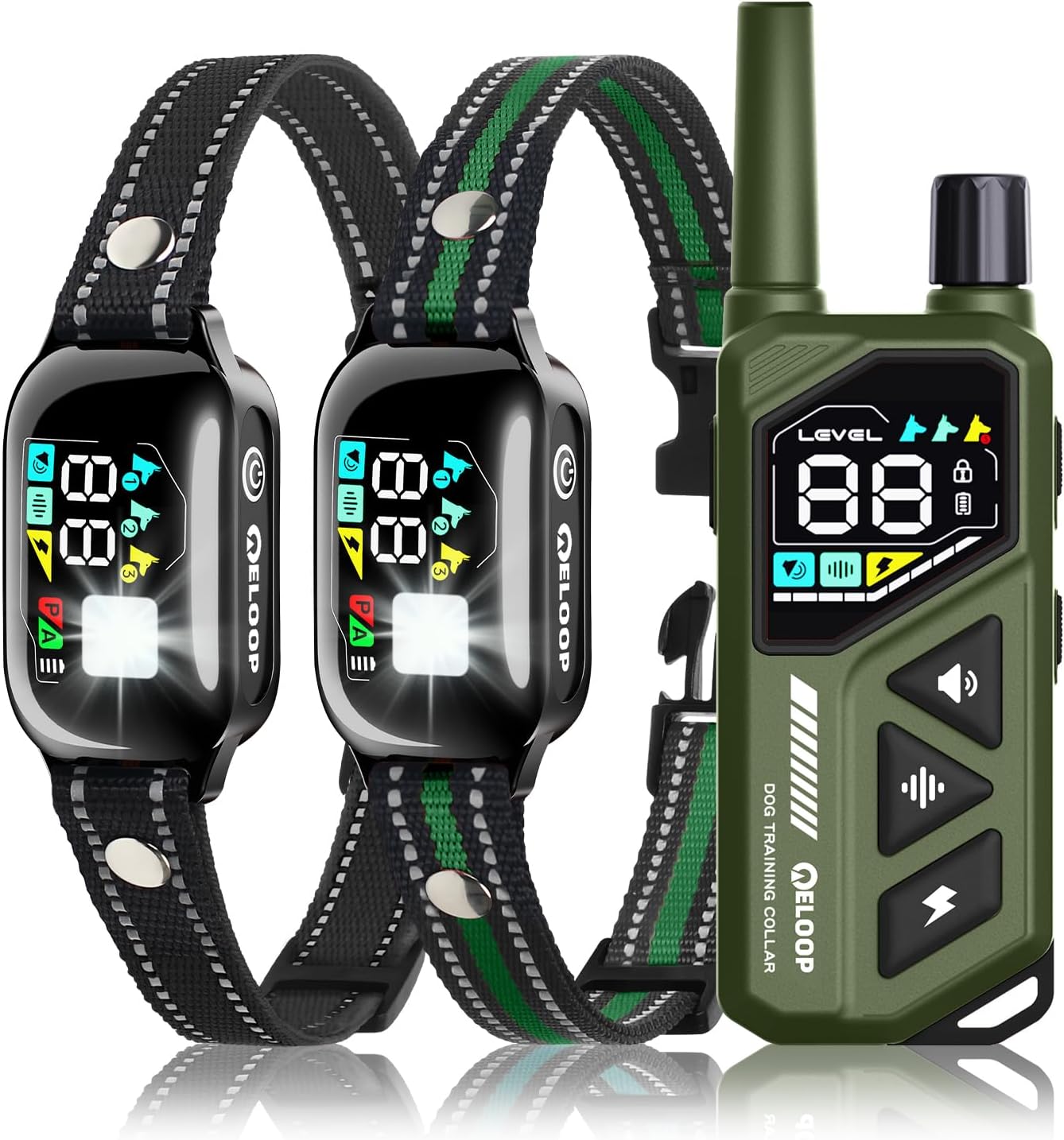 Smart Dog Training Collar for 2 Dogs, 2-in-1 Remote Control Shock Collar with AI Anti-Barking Device, IPX7 Waterproof