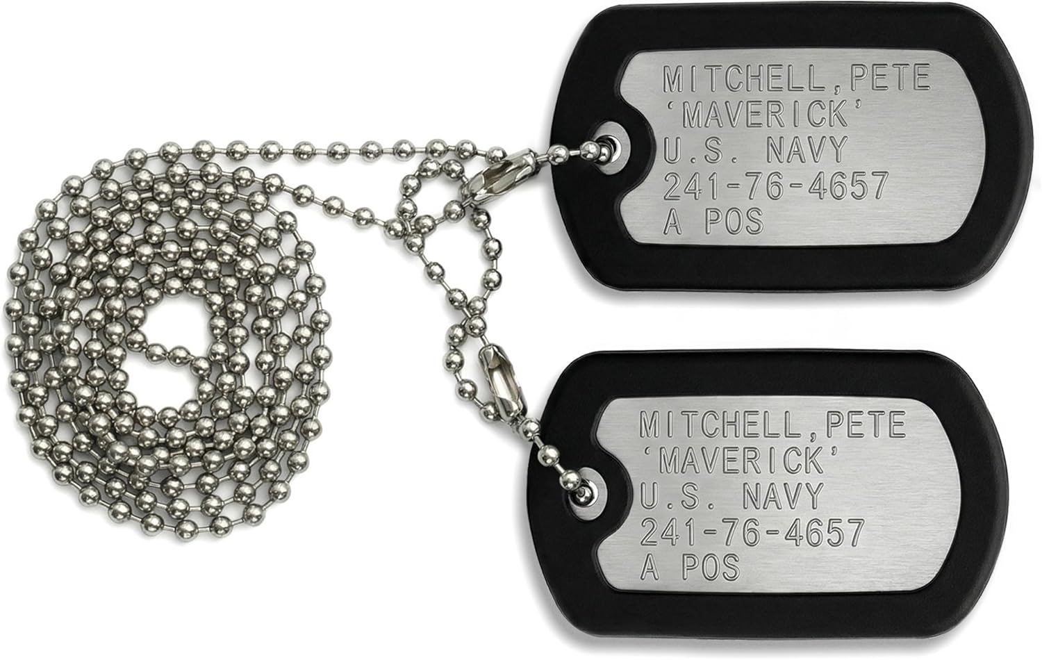 Stainless Steel Military Dog Tags, Complete Steel Ball Chain and Black Tag Silencers – Suitable for Large and Small Dogs Dog Tag Set