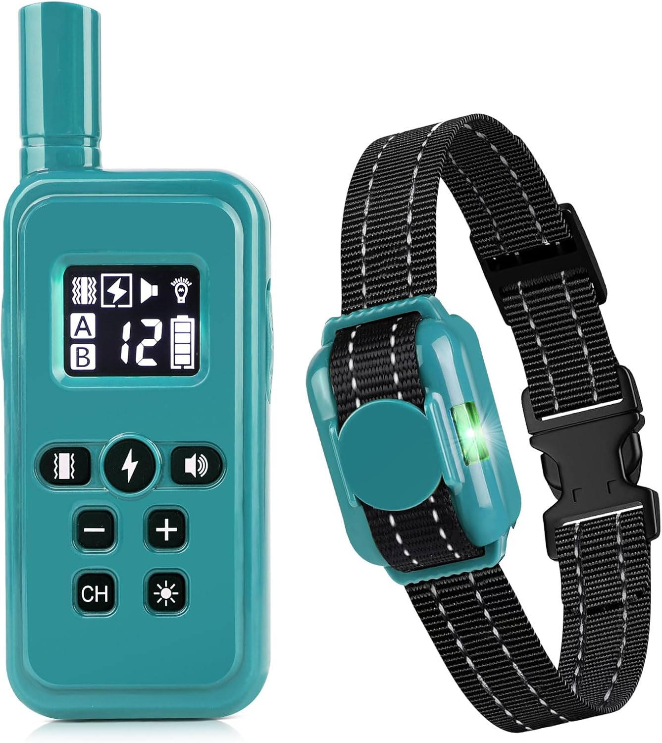 Ultra-Small Dog Shock Collar, Ultra-Thin & Light Dog Training Collar with Remote for Small Dogs 5-15lbs & Medium Large Dogs, 2000ft Range, Waterproof, Rechargeable (Cyan)