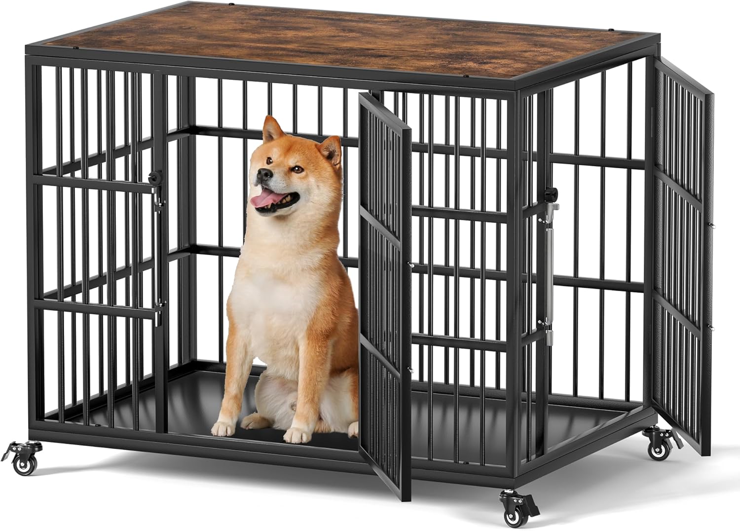 VERIFURTY 36 Inch Heavy Duty Dog Crate Furniture with Self-Locking Latch for Medium and Large Dogs, Escape-Proof Dog Kennel Furniture Indoor, Decorative Pet Cage End Table, Rustic Brown