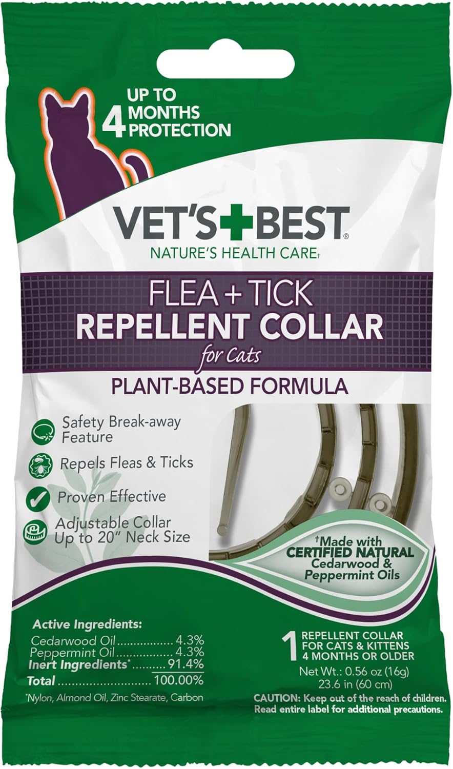 Vet’s Best Natural Flea and Tick Spray for Cats and Home – Plant-Based Pest Control with Certified Essential Oils – Safe Indoor Flea Treatment for Cat Households – 96 oz Refill Bottle – Made in USA