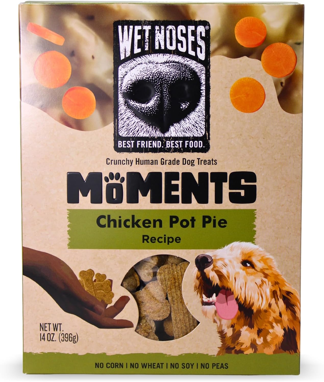 Wet Noses Moments Non-GMO Chicken Pot Pie Bone Crunchy Dog Treats – 14oz | No Corn, Wheat, Soy or Peas, Made with 6 Simple Ingredients