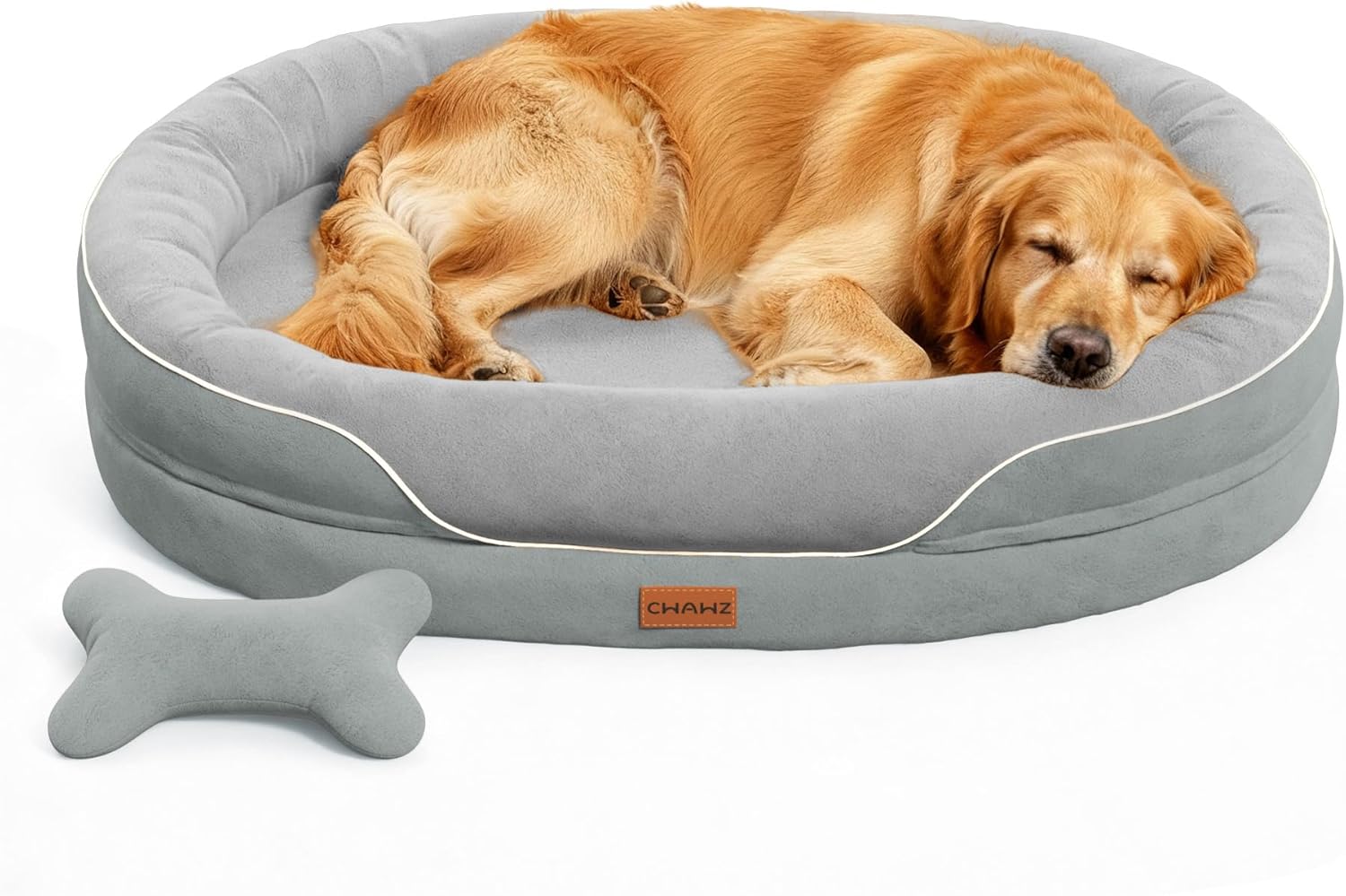 XL Orthopedic Dog Bed, Extra Large Dog Bed, Dog Sofa for Large Sized Dogs with Full-Surround Bolsters, Dual-Sided Dog Cooling Bed with Memory Foam, Washable Sofa with Nonslip Bottom, Light Grey