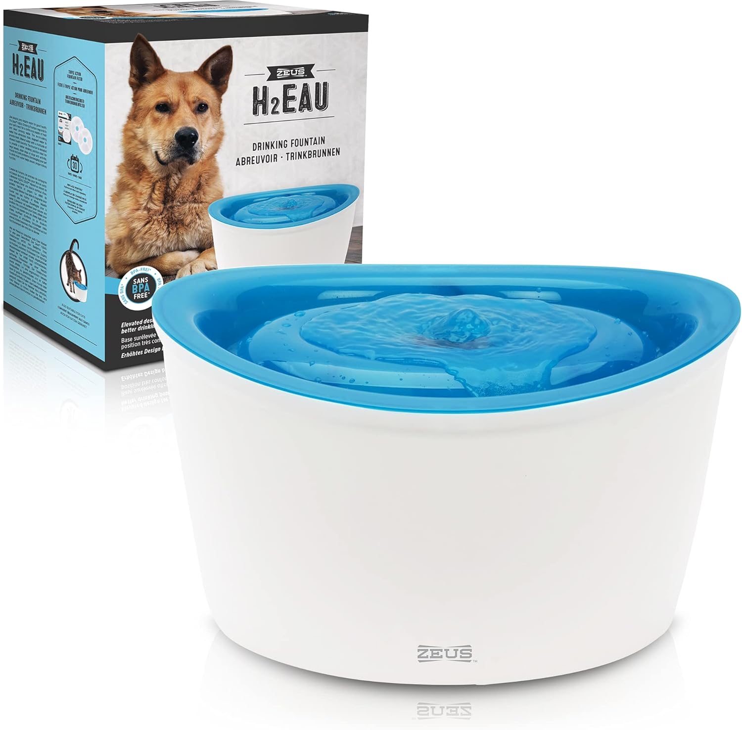 Zeus Fresh & Clear Elevated Dog and Cat Water Dispenser, Large Drinking Water Fountain with Purifying Filter, 6L Capacity, 1 Count (Pack of 1)