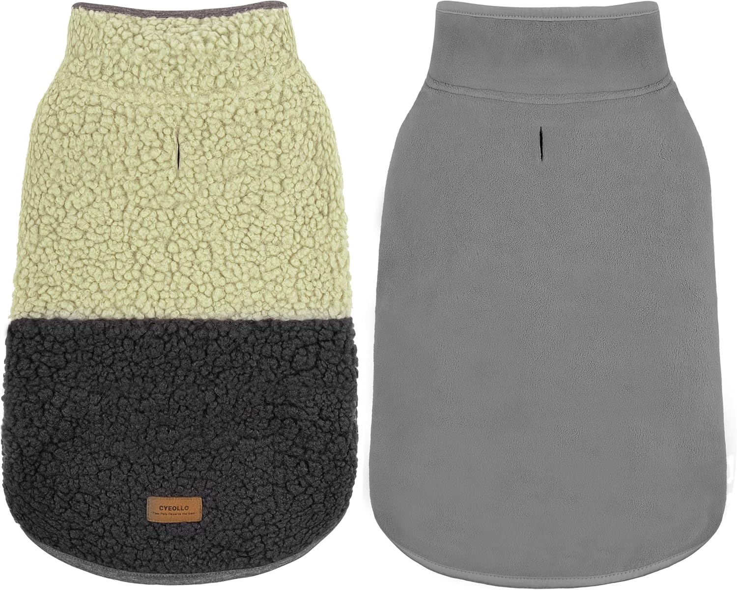 cyeollo Warm Dog Coat Sherpa Dog Winter Coat, Reversible Fleece Doggie Jackets Sweater Vest for Small Dogs Male with Leash Hole, Soft Cold Weather Pet Clothes, Khaki M