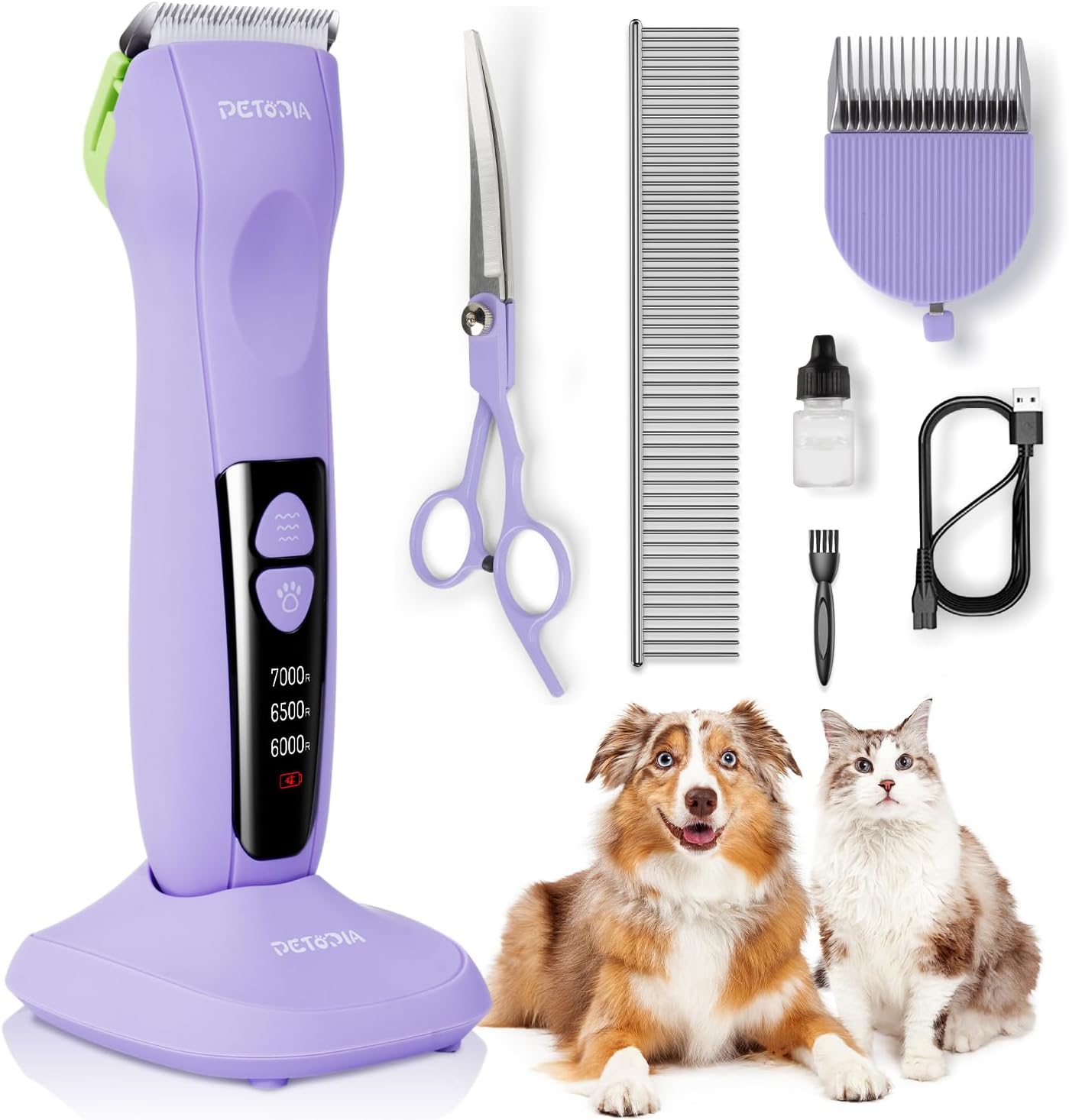 etopia Professional Dog Clippers for Grooming, Low Noise Electric Quiet Dog Grooming Kit, Rechargeable Cordless Dog Shaver Clippers, with 9mm Blade for Dogs Cats Pets