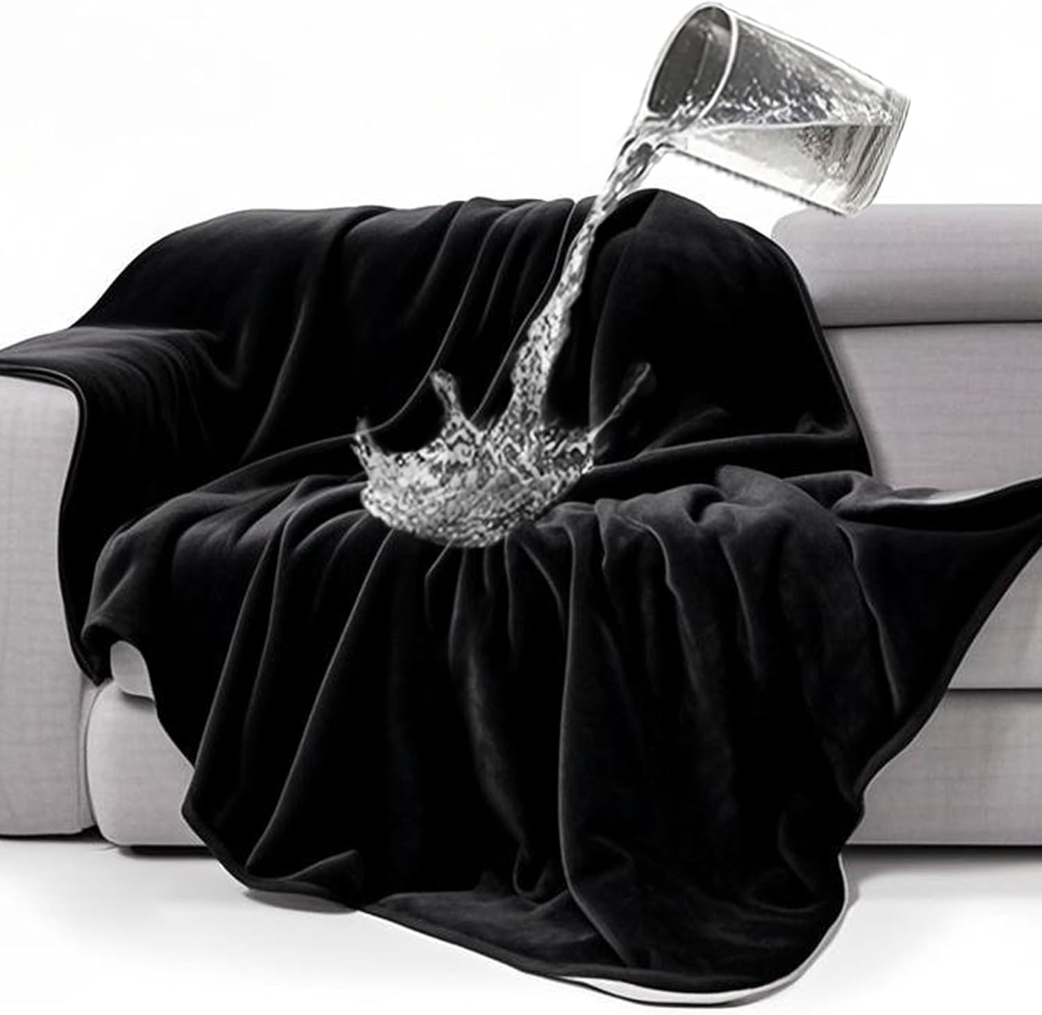 gogobunny Waterproof Bed Blanket, Reversible Sherpa Fleece Throw Blanket for Dog Puppy Cat, Furniture Cover Protects Bed Couch Sofa from Liquid Pee and Pet Fur (Black, 60×80 inches)