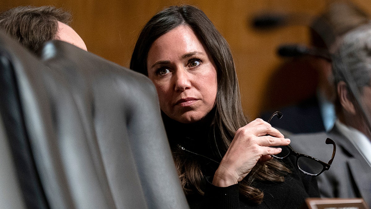 Sen. Katie Britt, R-Ala., attends a Senate hearing.