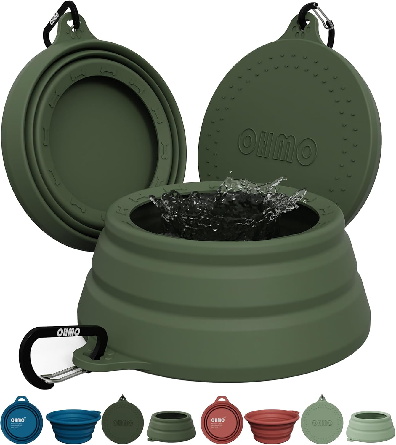 OHMO Spill Proof Collapsible Dog Water Bowl 24oz for Cars, No Splash Portable Bowls for Dog Travel, Dishwasher Safe, Pet Essentials for Road Trips, Cat Travel Accessories