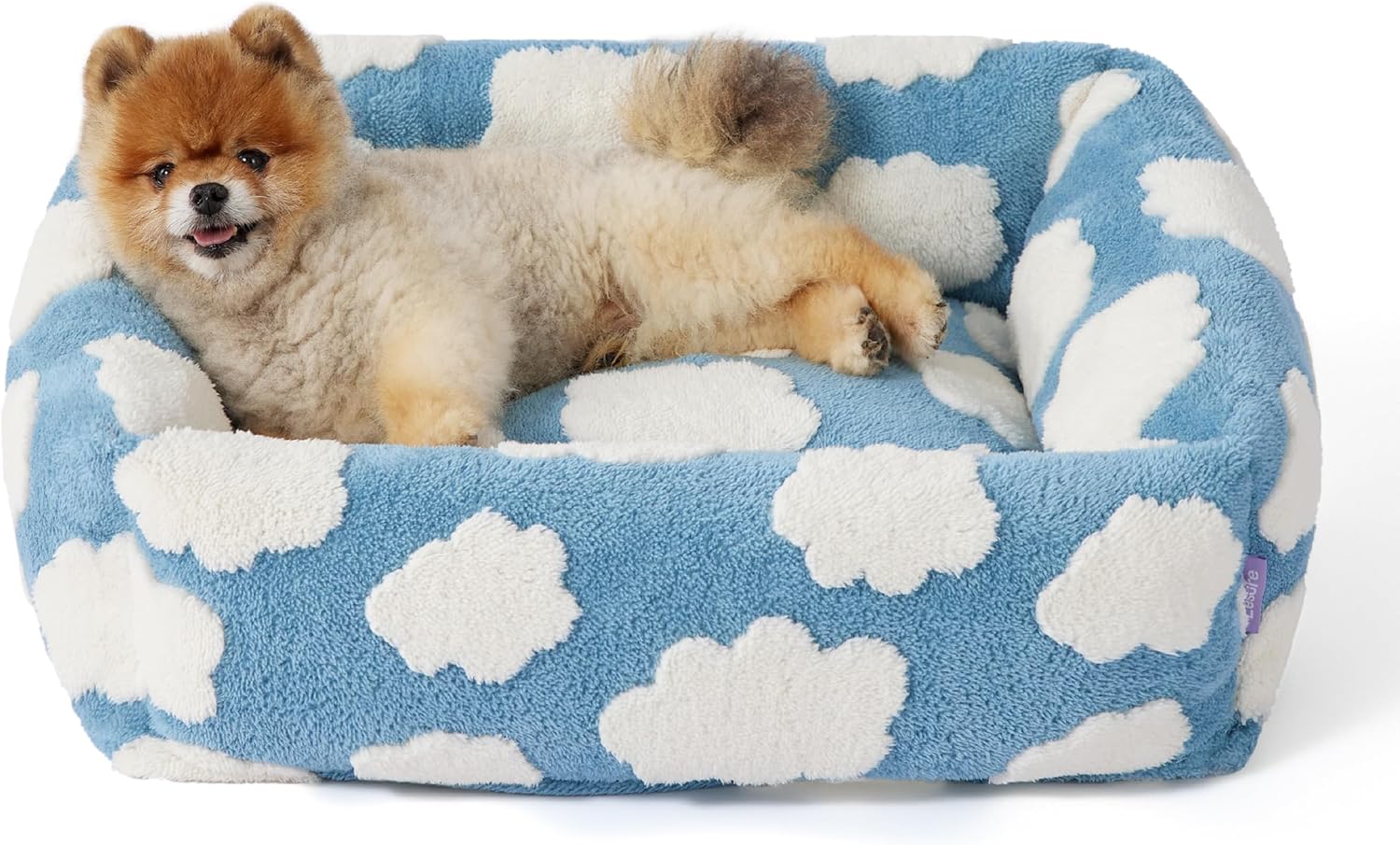LE SURE Cute Dog Bed for Small Dogs – Washable Puppy Beds,Cozy Rectangle Orthopedic Pet Sofa with Jacquard Shaggy Plush & Anti Slip Bottom,25x21x7inches