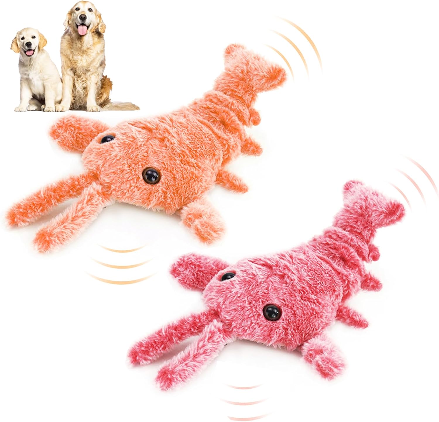 Interactive Dog Toy, 2026 Upgrade Plush Dog Toys for Small Dogs Calming, Small Simulation Lobster Floppy Funny Moving Sturdy Pet Puppy Chew Toy for Chewing Teething (2pcs)