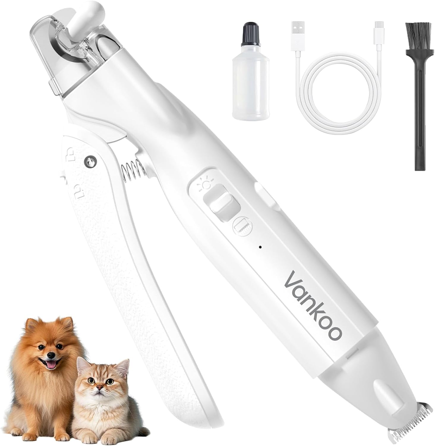 2 in 1 Dog & Cat Nail Clippers & Trimmers with LED Lights, Splash Guard – Pet Hair Trimmer for Around Paws, Ear, Eye,Face, Rump Rechargeable & IPX7 Waterproof Grooming Supplies for Dog, Cat