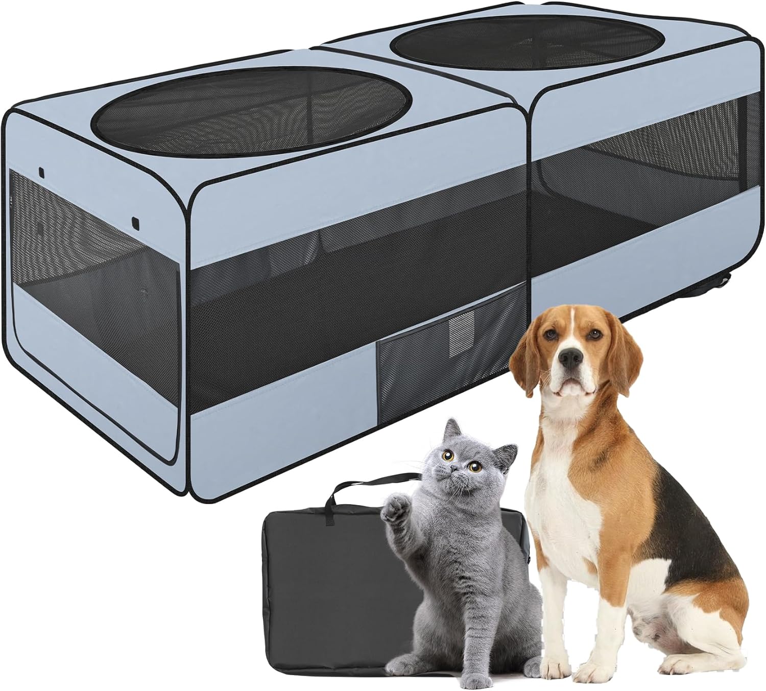 2-in-1 Dog Playpen, 73”Pop Up Cat Puppy Pet Playpen Indoor/Outdoor Cats Enclosed, Cat Dog Tent Crate Cage Kennel, Portable Playpen for Kitten, Small Animals Play Pen(No Divider, Unified Space)