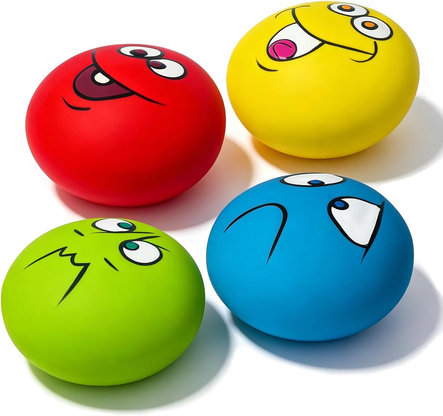 3.1″ Squeaky Dog Toys for Medium Dog and Large Breeds – 4 Pack Flat Soft Squeaky Dog Balls, Natural Latex Squeak Toy with Squeaker (3.1 * 3.1 * 1.8”)