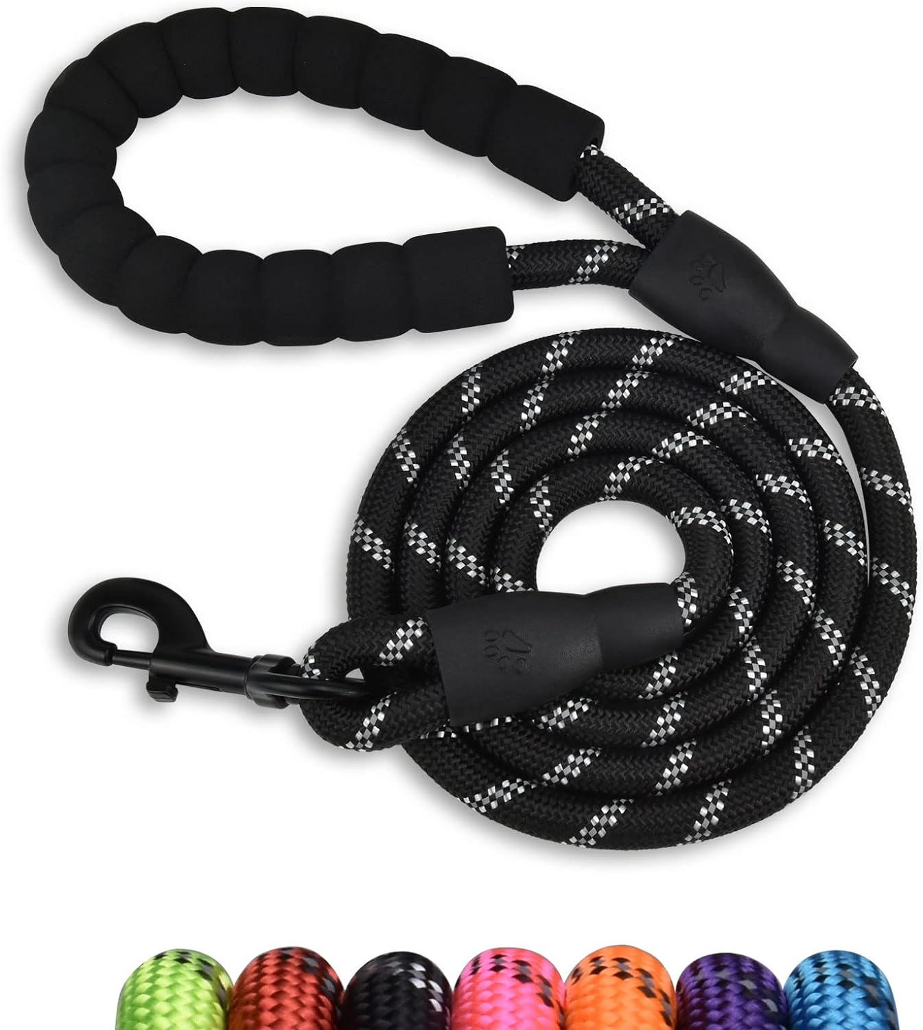5/6 FT Strong Pet Dog Leash with Soft Padded Handle,Highly Reflective Rope for Night Walking,360-Degree Rotating Metal Buckle Without Tangles,Suitable for Small,Medium and Large Dogs.(5ft)