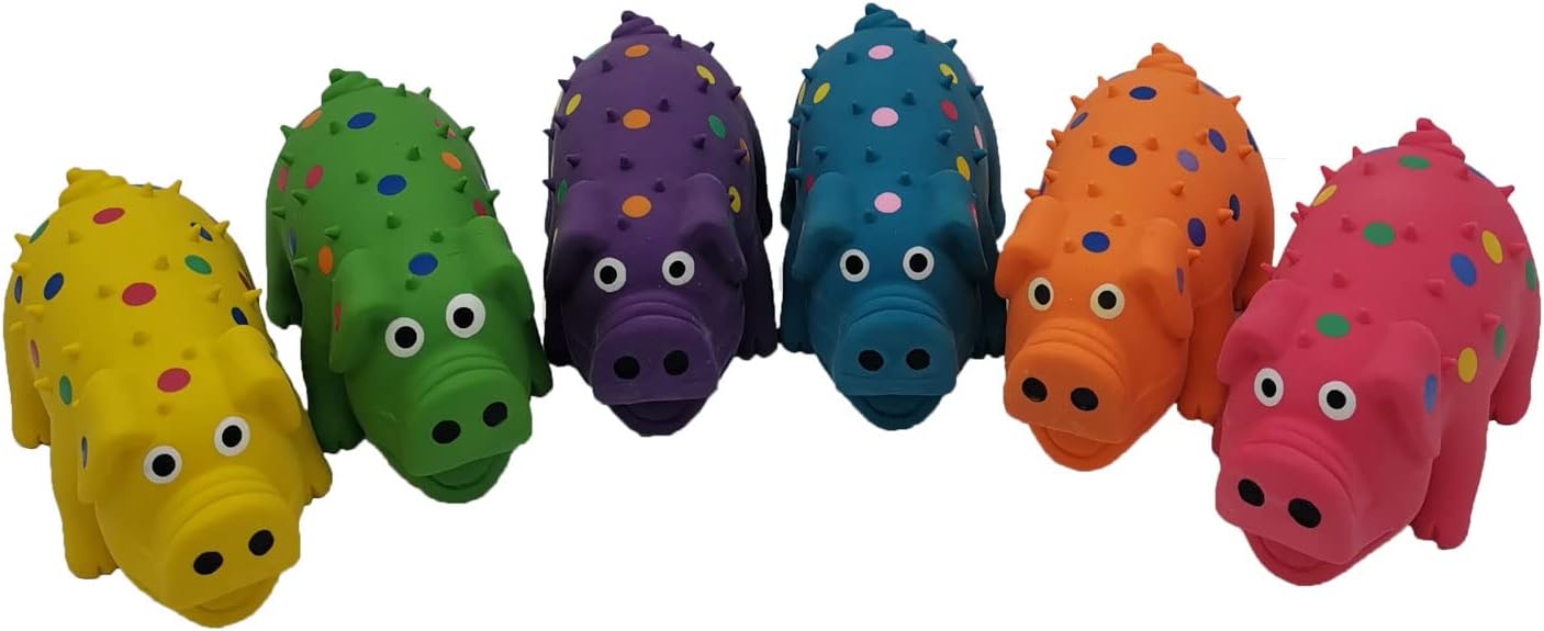6 Pack 4 Inch Mini Latex Dog Squeaky Toys Polka Dot Piglet Pig Dog Toy for Mimi Small Dogs