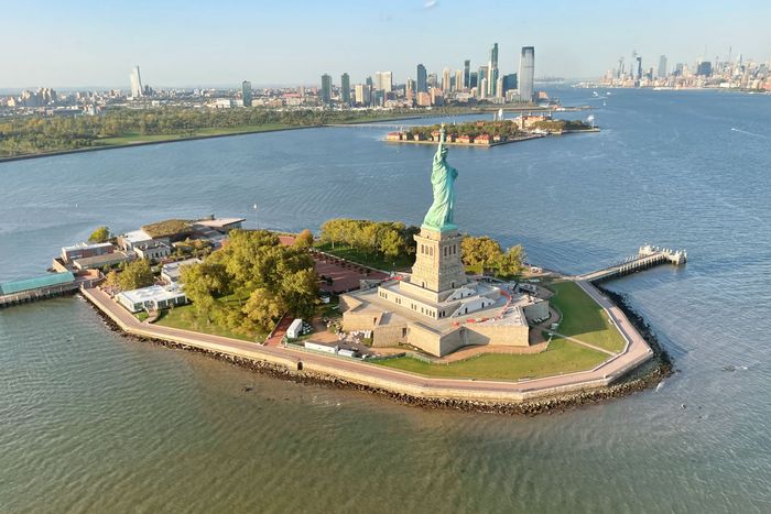 Liberty Island Helicopter Point Of View, New York, USA