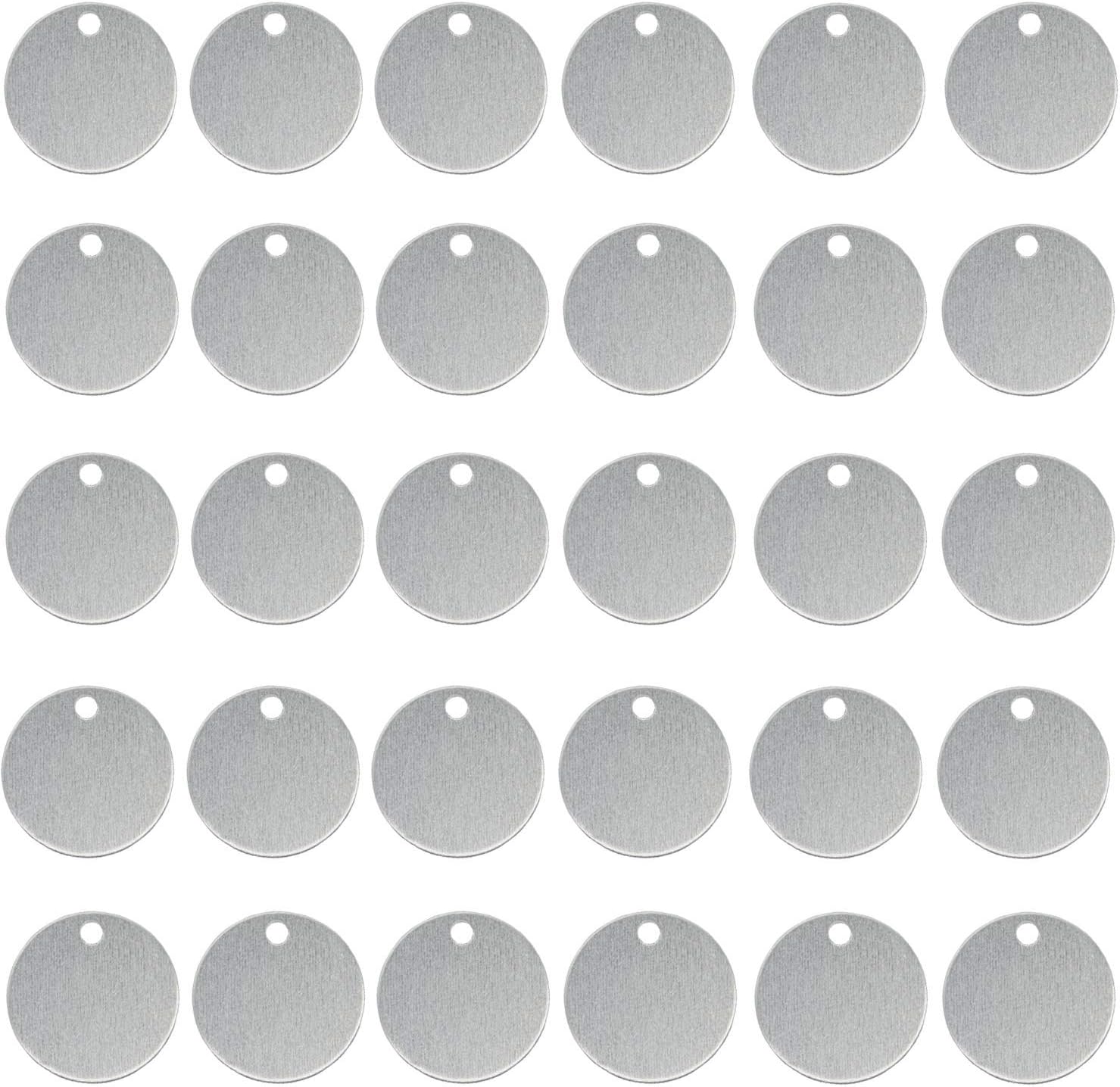 ABBECIAO Stamping Blanks, Hand Personalized Pet Dog ID Tags Stamped Blanks Aluminum Tags with Hole, 0.06 Inch Thick 50 Pack