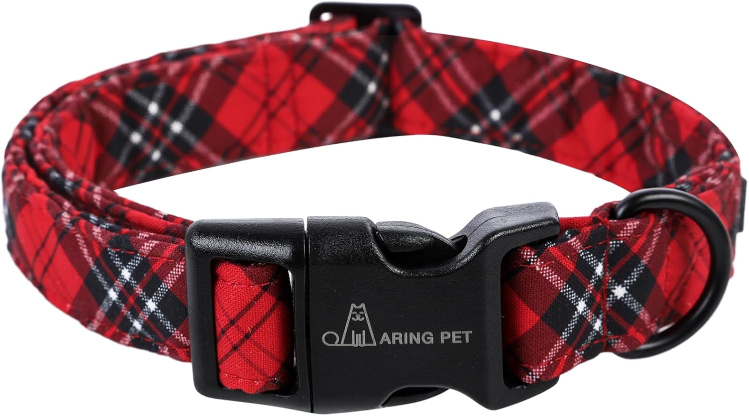 ARING PET Christmas Dog Collar, Cute Red Black Plaid Pet Collars with Quick Release Buckle for Puppy Small Medium Large Boy Girl Dogs-M