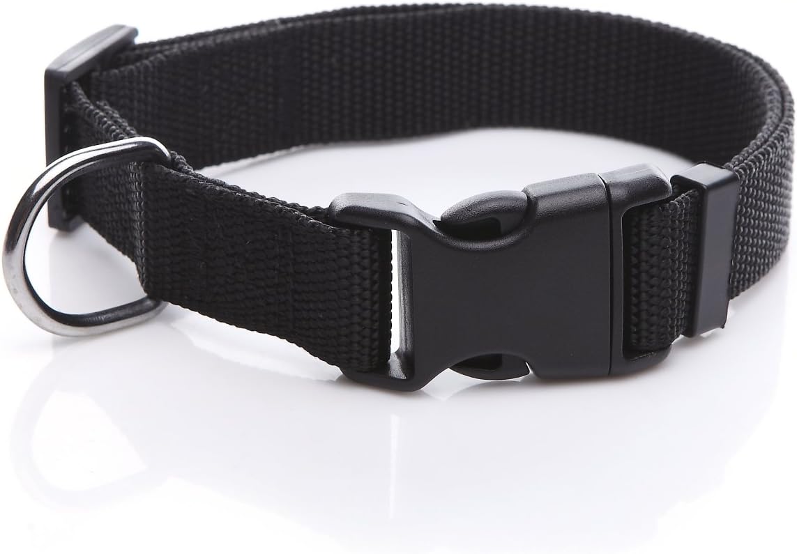 Adjustable Nylon Dog Collar, pet Collar 1 Inch 3/4 Inch 5/8 Inch Wide, for Large Medium Small Dogs（3/4 Inch,Black）