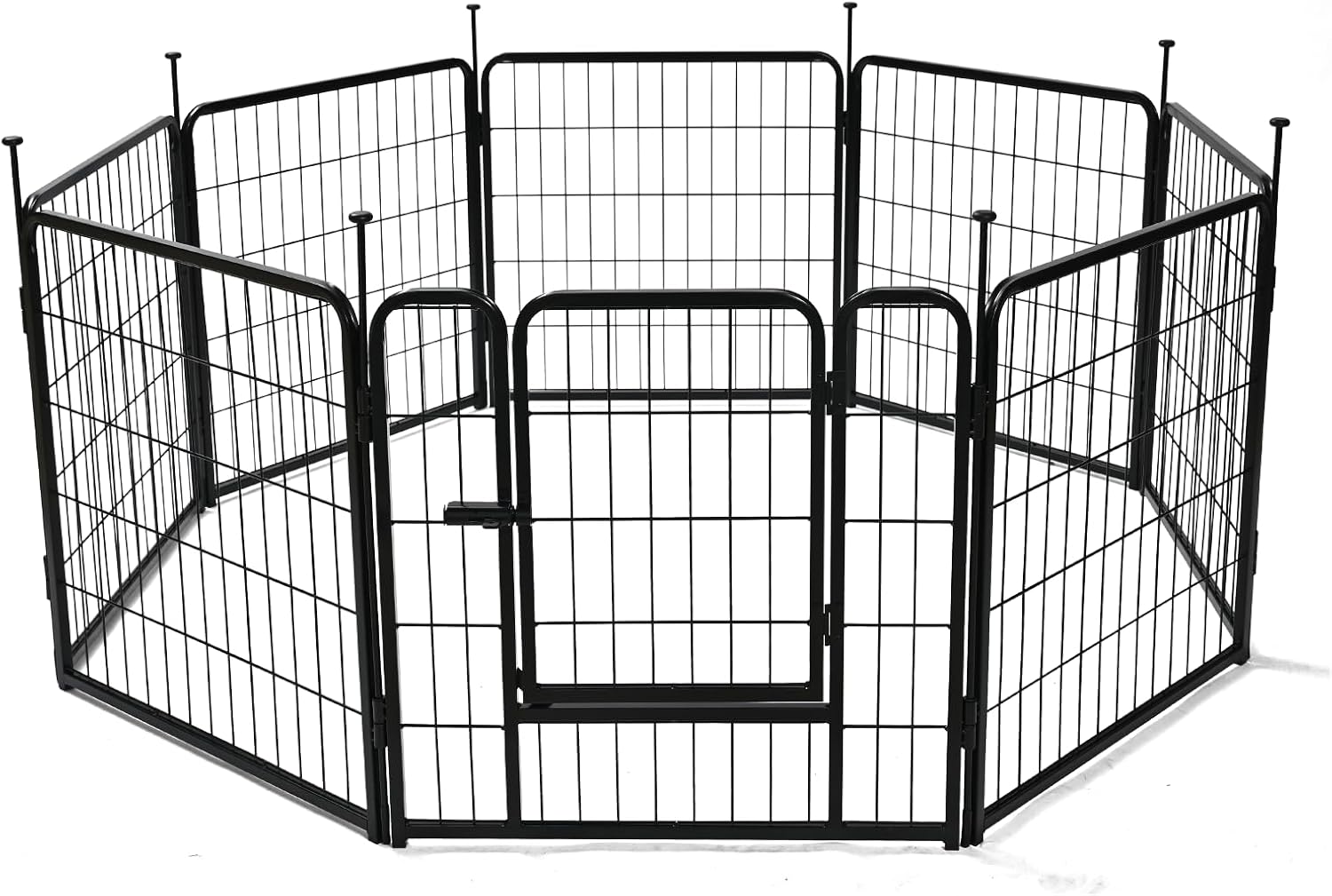 Amazon Basics Dog Playpen, 8 Panels Metal Fence with Door, Foldable for Indoor and Outdoor Use, Suitable for Small to Medium Sized Dogs, 24 Inch Height, Black