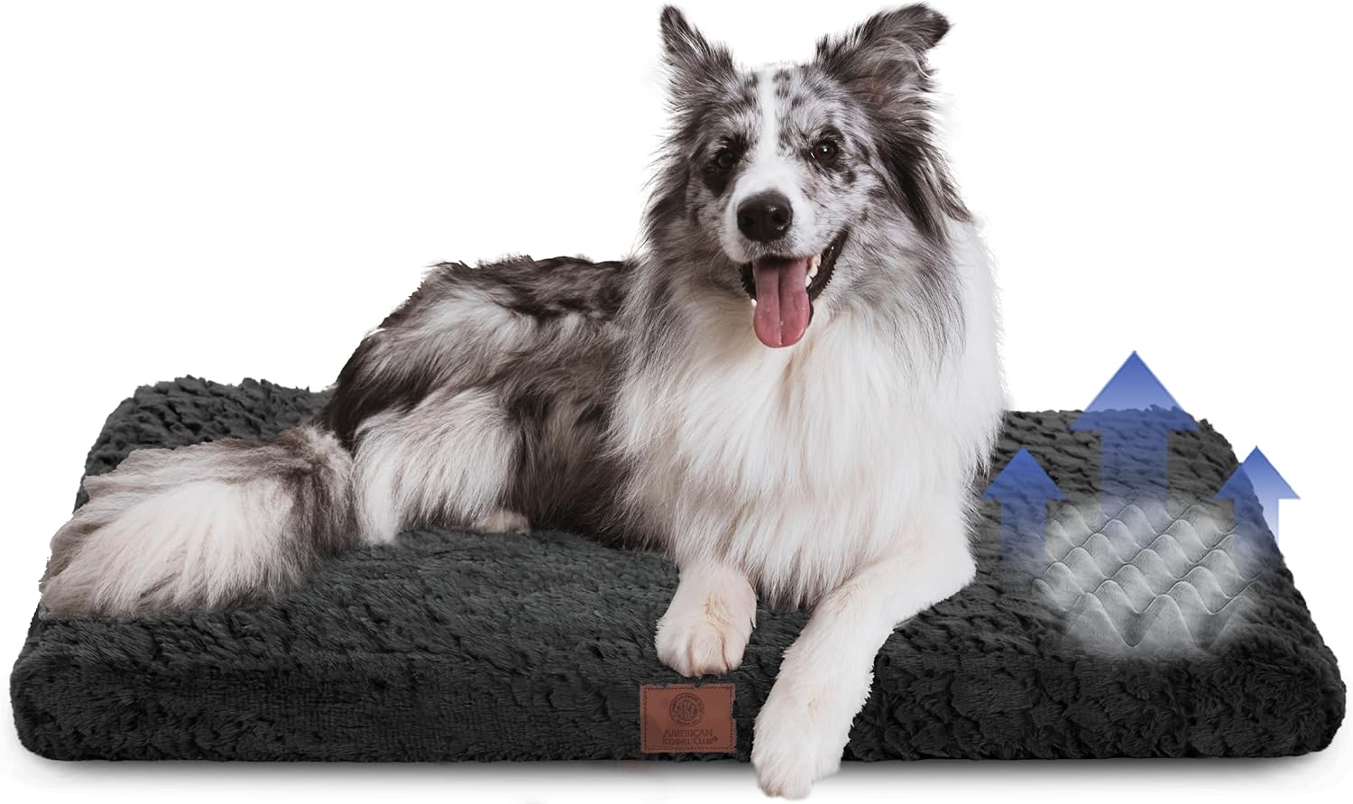 American Kennel Club Orthopedic Memory Foam Dog Crate Mat, Egg Crate Foam Cushion, Washable Cover, Non-Slip Base, Eases Joint Pain, Breathable, Durable, 36×23, Black