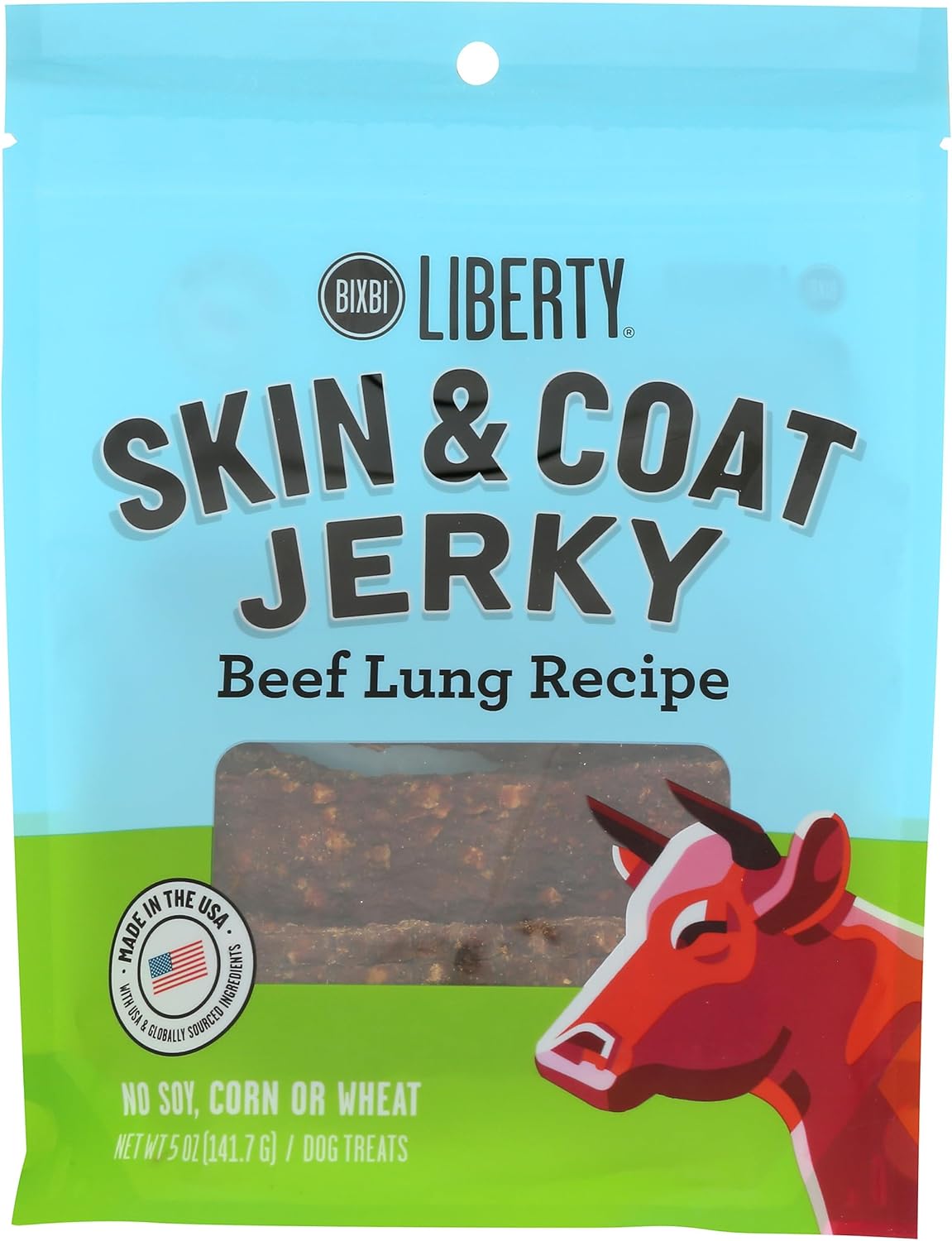 BIXBI Liberty Skin & Coat Support Beef Lung recipe Dog Treats,5 oz-USA Made Grain Free Dog Treats-Antioxidant Rich to Support Shiny,Full Bodied Coats-High in Protein,Whole Food Nutrition,No Fillers