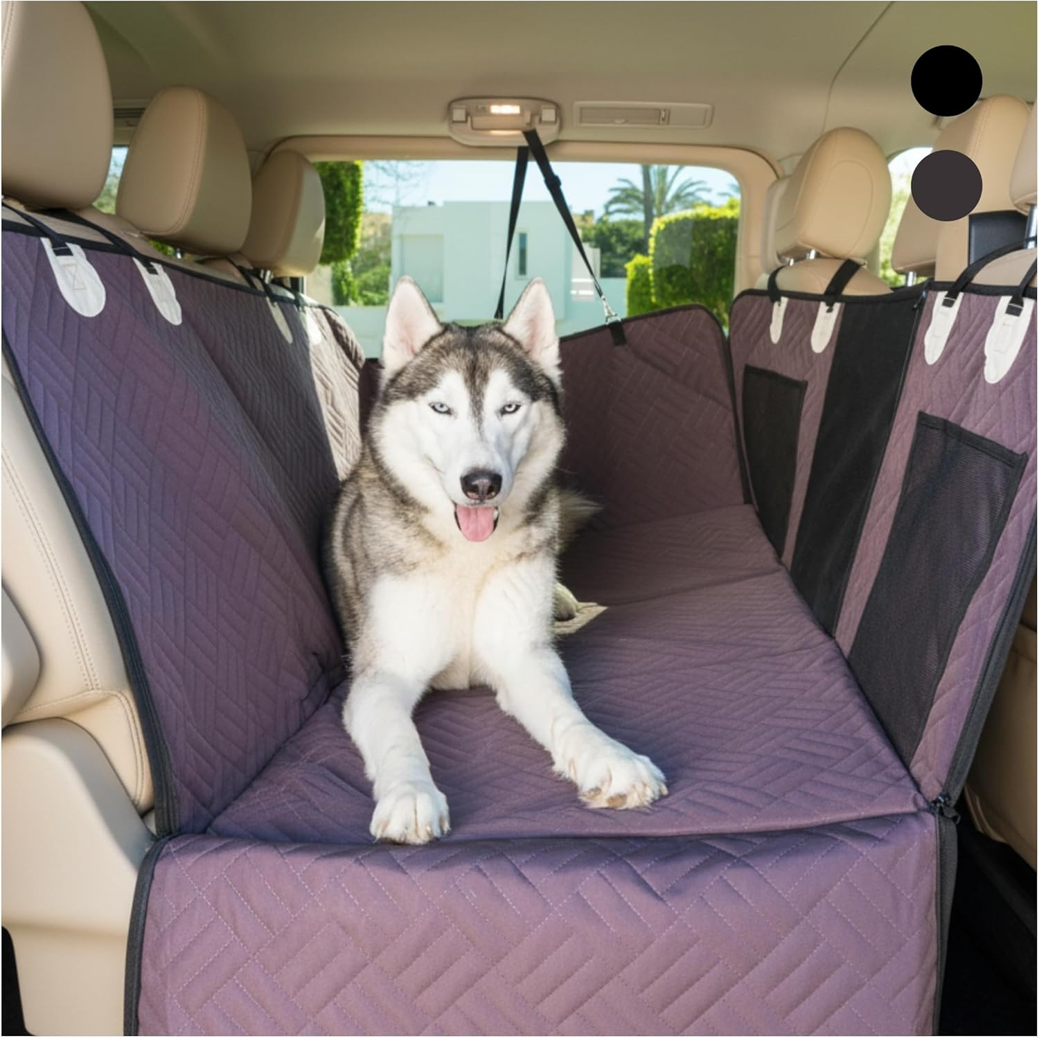Back Seat Pet Cover for Dogs, Premium Dog Hammock for Car with Hard Bottom | Universal Car Seat Protector, Waterproof & Washable | Dog Car Seat Cover for Large (Brown)