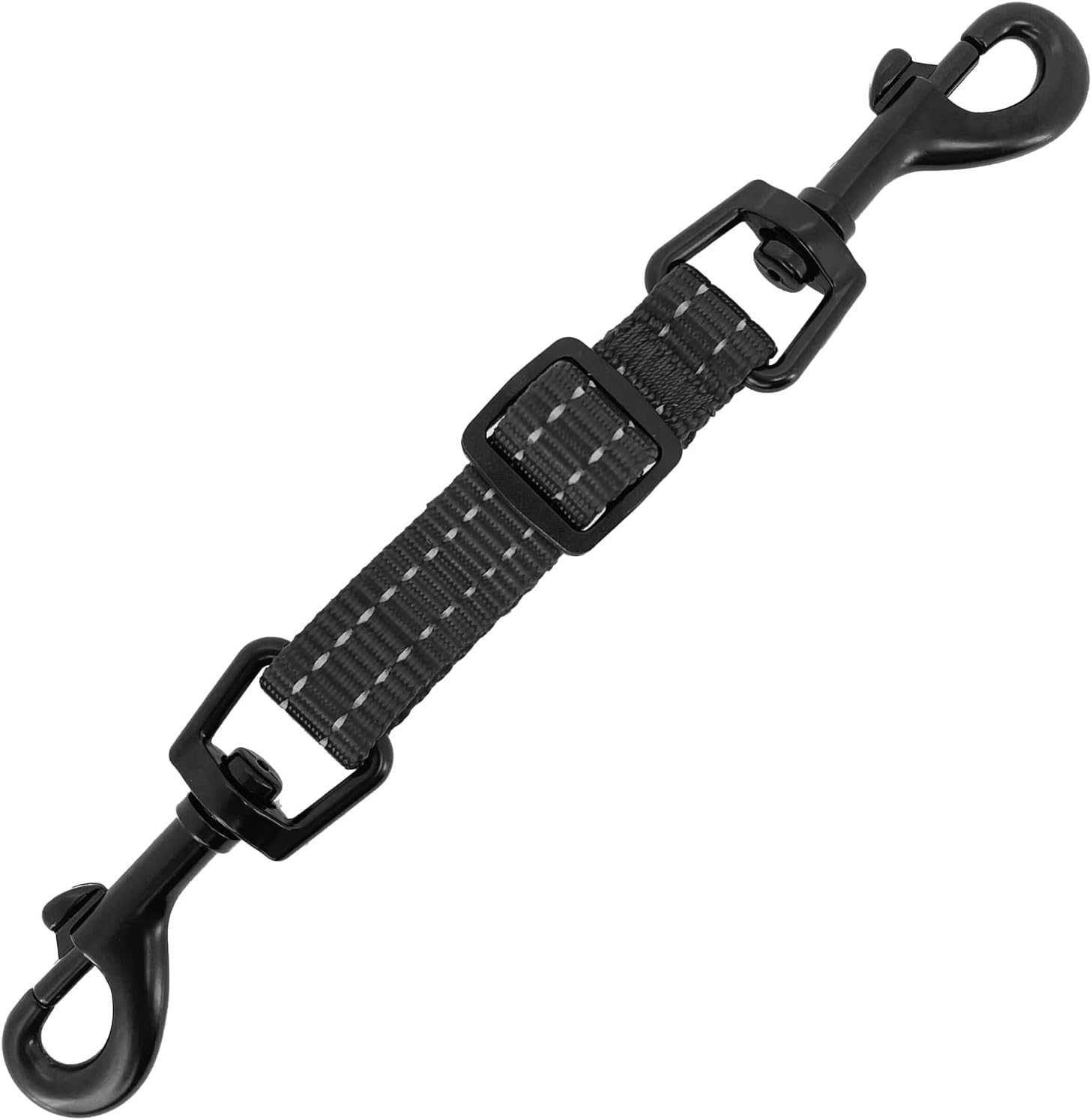 Best Pet Supplies Voyager Dog Collar Safety Clip with Dual Clasps, Collars and No Pull Harness Connectors, Training for Walking, Running, and Hiking, Safety Clip – Black