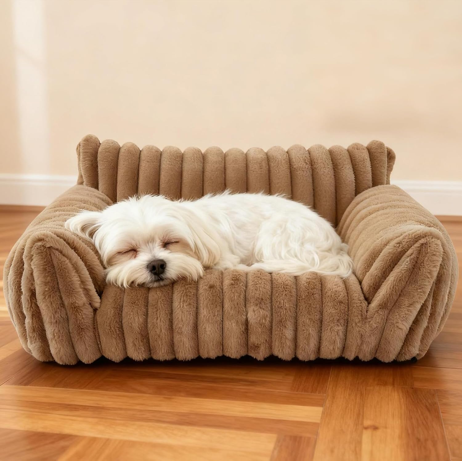 Cat Couch for Pets – Cute Cat Beds for Indoor Cats with Removable Cover, Washable Soft Corduroy Plush, Fluffy Supportive Pet Sofa Chair for Small Dog & Cats, 30 inch Brown