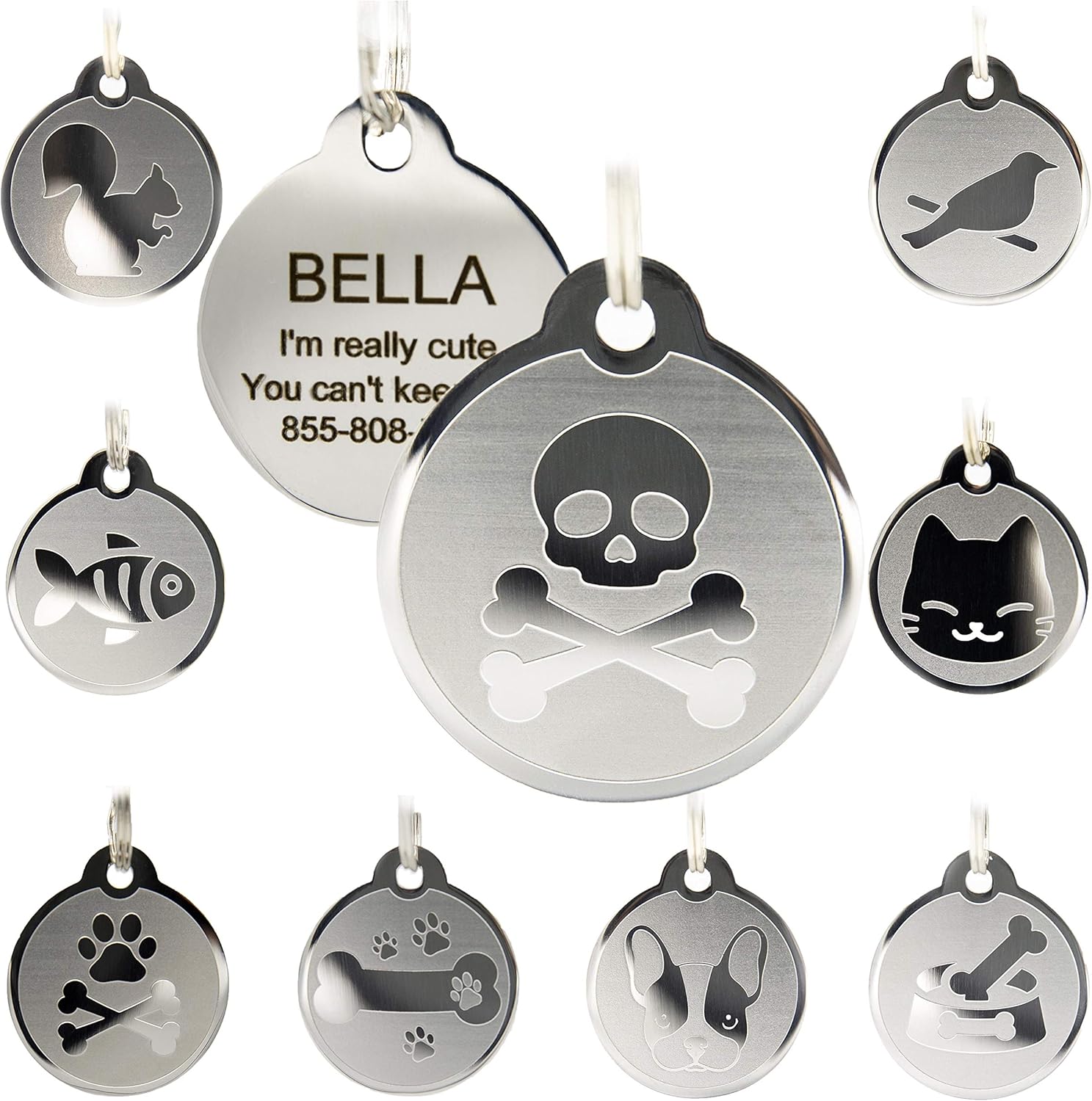 Custom Engraved Stainless Steel Pet ID Tags – Engraved Personalized Identification Durable & Long Lasting Dog Tags, Cat Tags