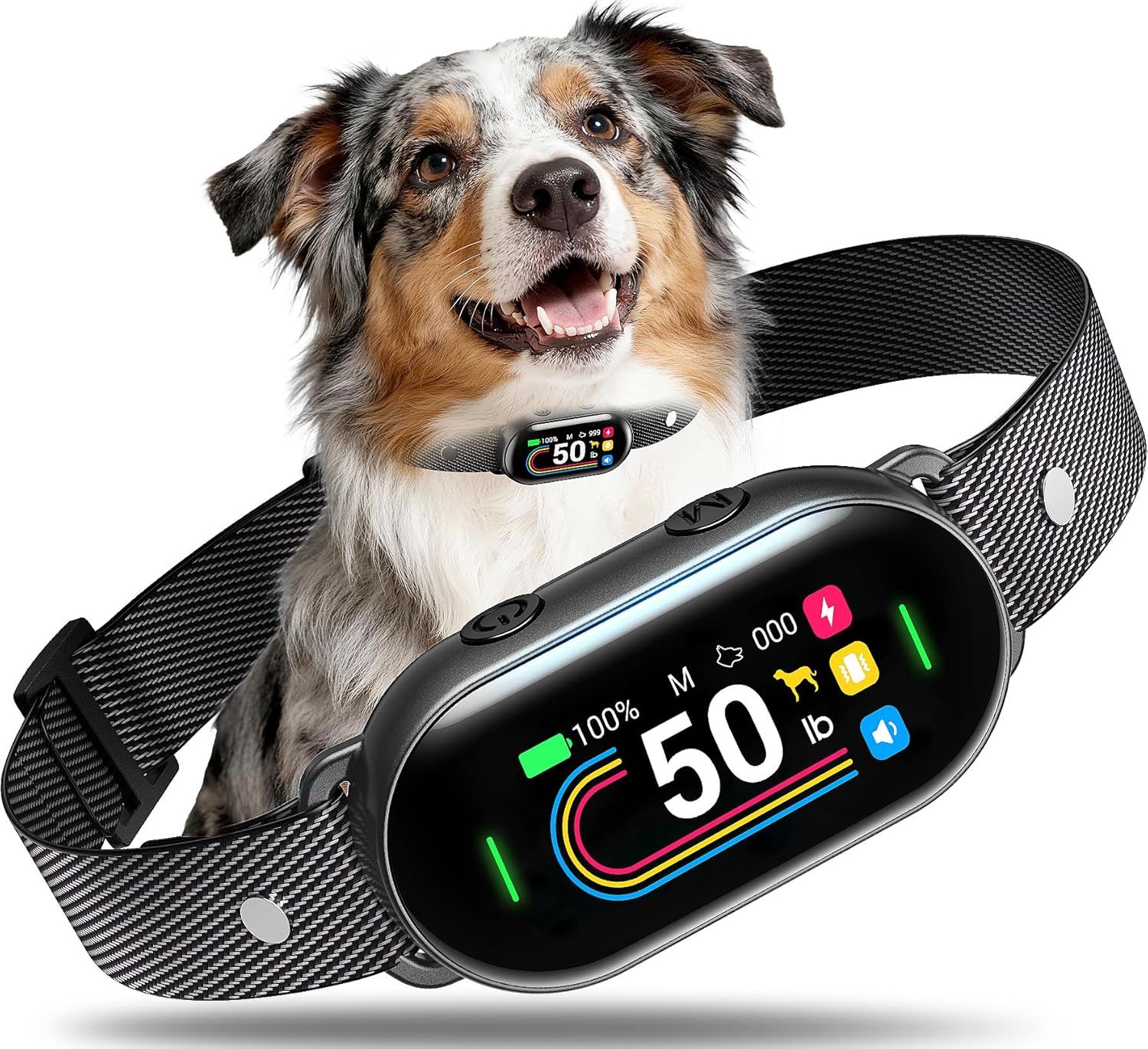 Dog Bark Collar for Small Medium Large Dogs 10-100lbs, Automatic Bark Device with Anti-False Trigger & Bark Count Tracking, 4 Training Modes and 8 Sensitivity to Effectively Stop Barking, Black