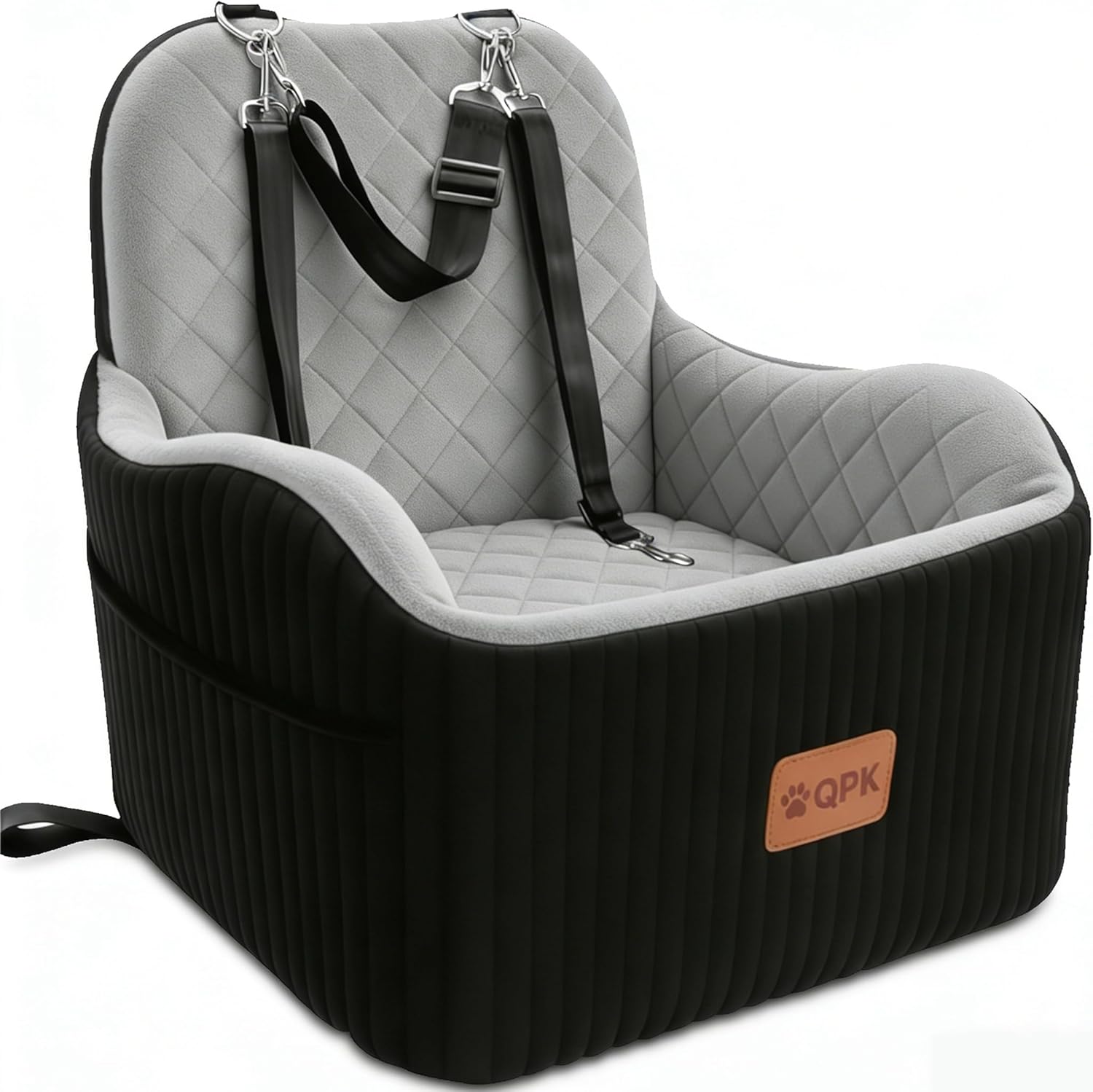 Dog Booster Car Seat for Small & Medium Dogs Up to 35 lbs, 6″ Elevated Pet Car Seat with Safety Leash, High-Support Foam, Non-Slip Bottom, Fits Front & Back Seat, Washable Cover