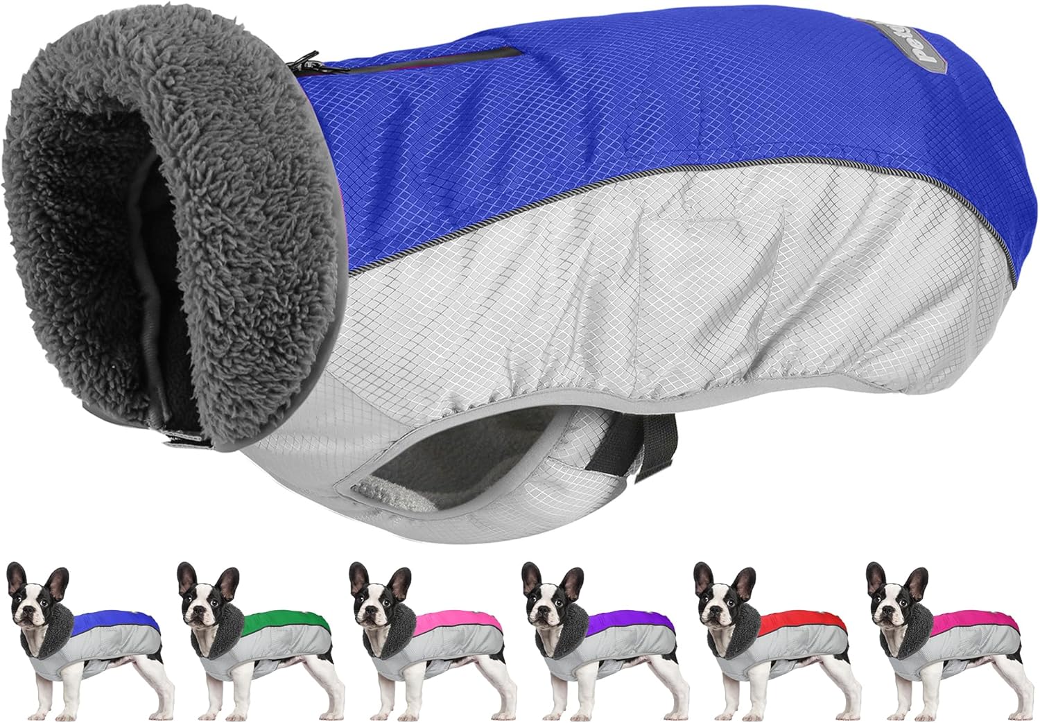 Dog Coat, Waterproof Ripstop Dog Winter Jacket with Leash Hole, Reflective Adjustable Warm Pet Fleece Snow Sweater for Small Medium Large Dogs – Blue, S