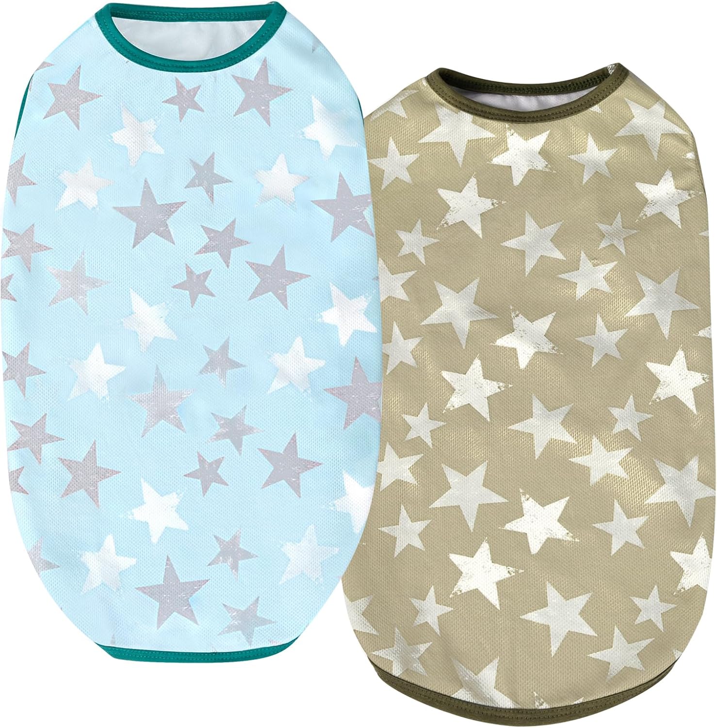 Dog Cooling Shirts, Uadonile 2pcs Dog Summer Clothes Pet Hawaiian Vest Breathable Lightweight Quick Dry, Doggie Cooling T-Shirts for Beach, Hiking, Walking, 2pack (Star, S)