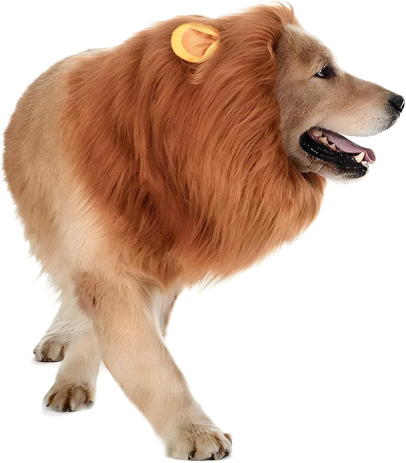 Dog Lion Mane Costume – Realistic Mane with Ears for Medium to Large Sized Dogs, Pet Halloween Costumes Birthday Party Cosplay Apparel