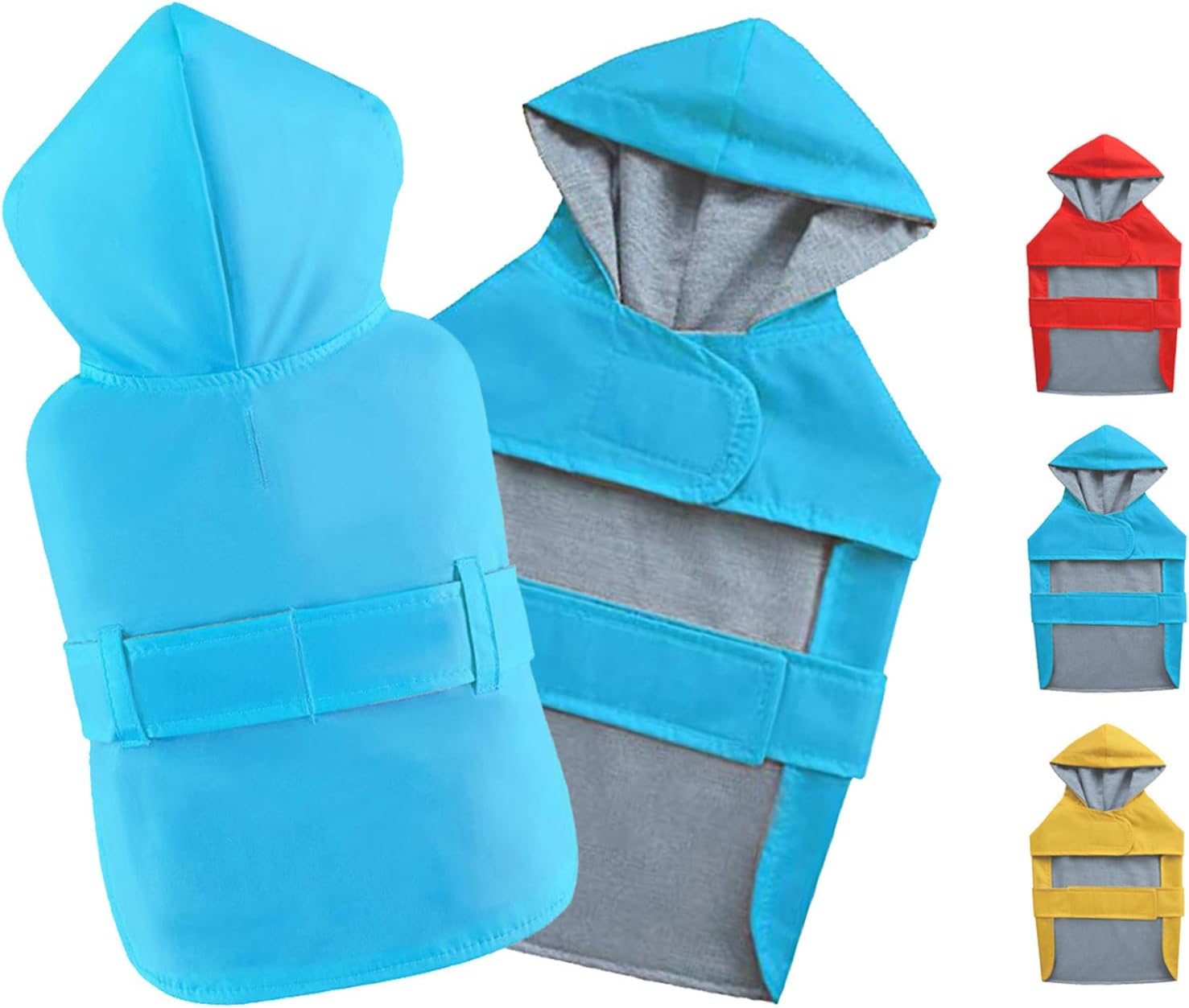 Dog Raincoat Small Dog Rain Jacket Poncho Waterproof Pet Rain Suit Double-Layered for Puppy Small Dogs Breathable Lining Hooded Leash Hole Adjustable,Blue,XS,Back Length 4.6-6.7 inches