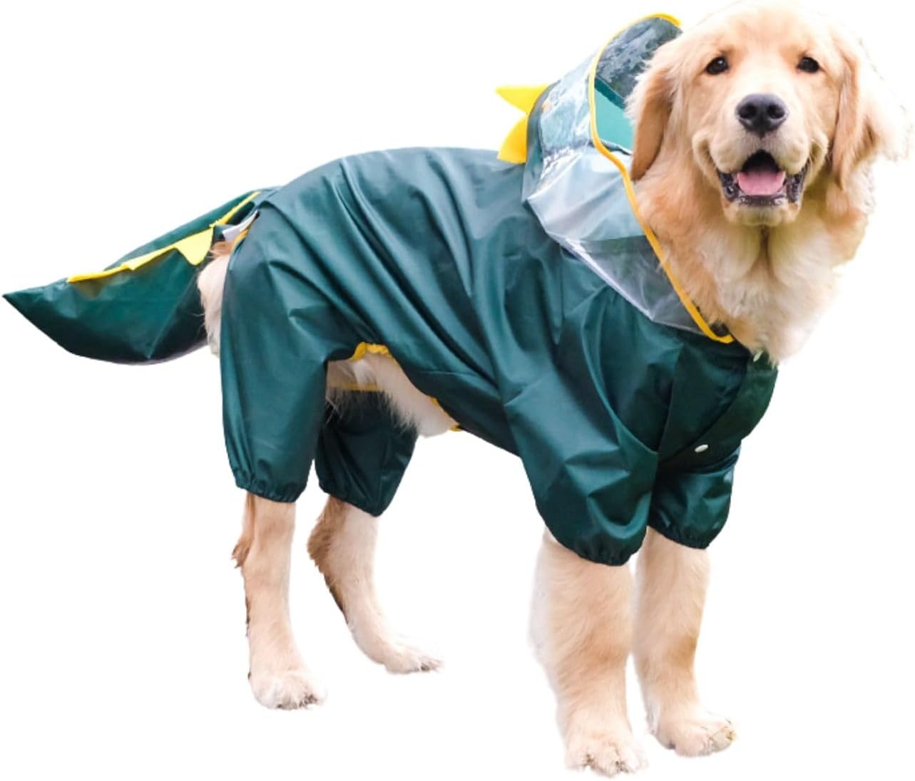 Dog Raincoat, Tail Protect Legs Cover Dinosaur Cosplay Raincoat Costume Cute Animals Pattern Raincoat Jacket for Medium Large Dogs 4XL