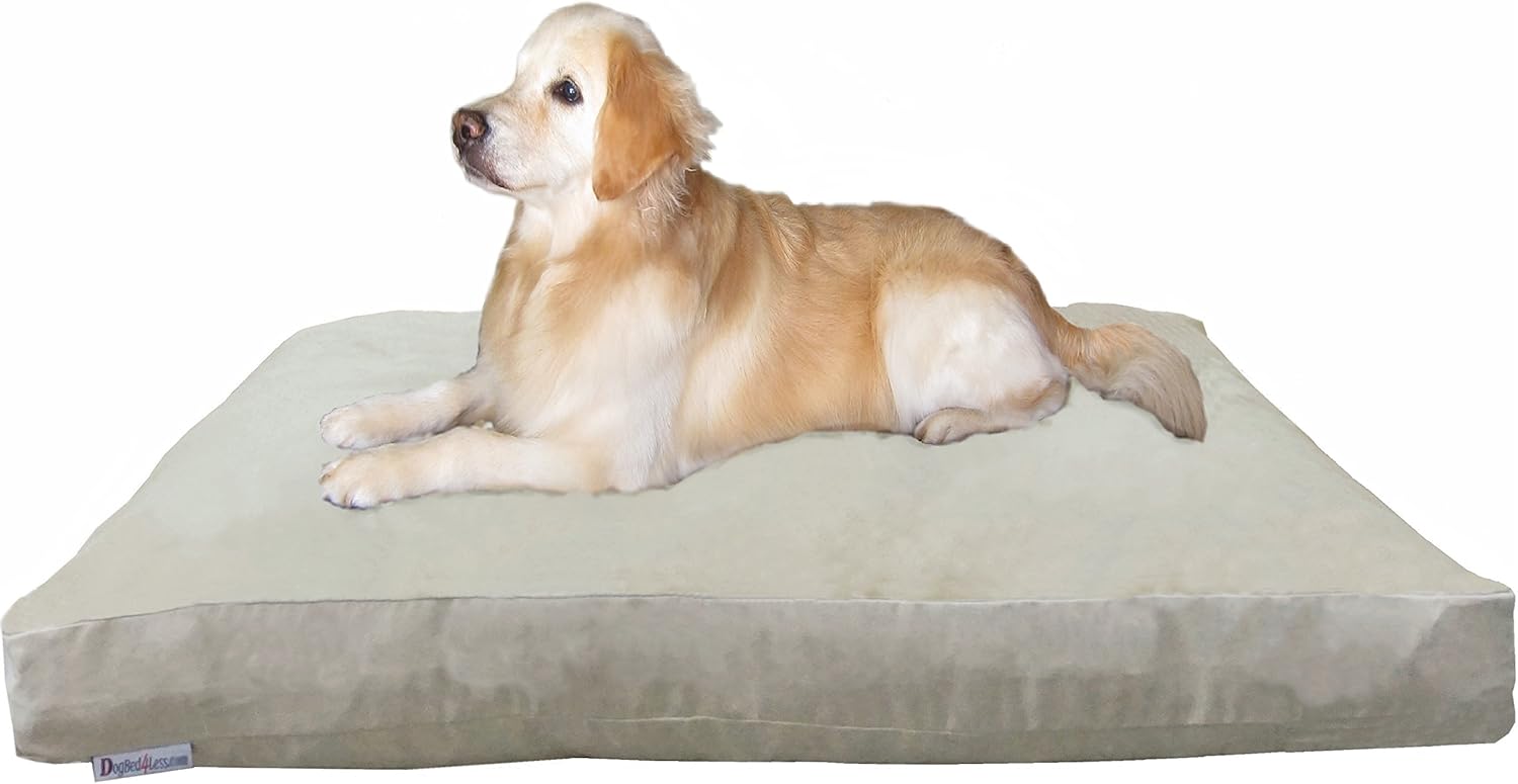 Dogbed4less XXL Orthopedic Extreme Comfort Memory Foam Dog Bed for Large Dogs, Waterproof nternal Cover and Machine Washable External Cover, 55X37 Pet Pillow, Khaki