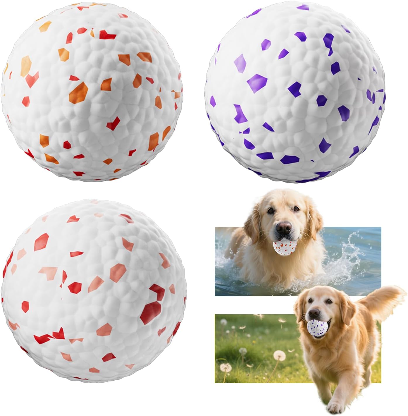 FOXMM E-TPU Dog Balls 3 Pack – Interactive Tennis Balls Alternative for Aggressive Chewers, Indestructible Chew Toys for Puppy Teething, Keep Dogs Busy, Suit for Large Medium Small Breed