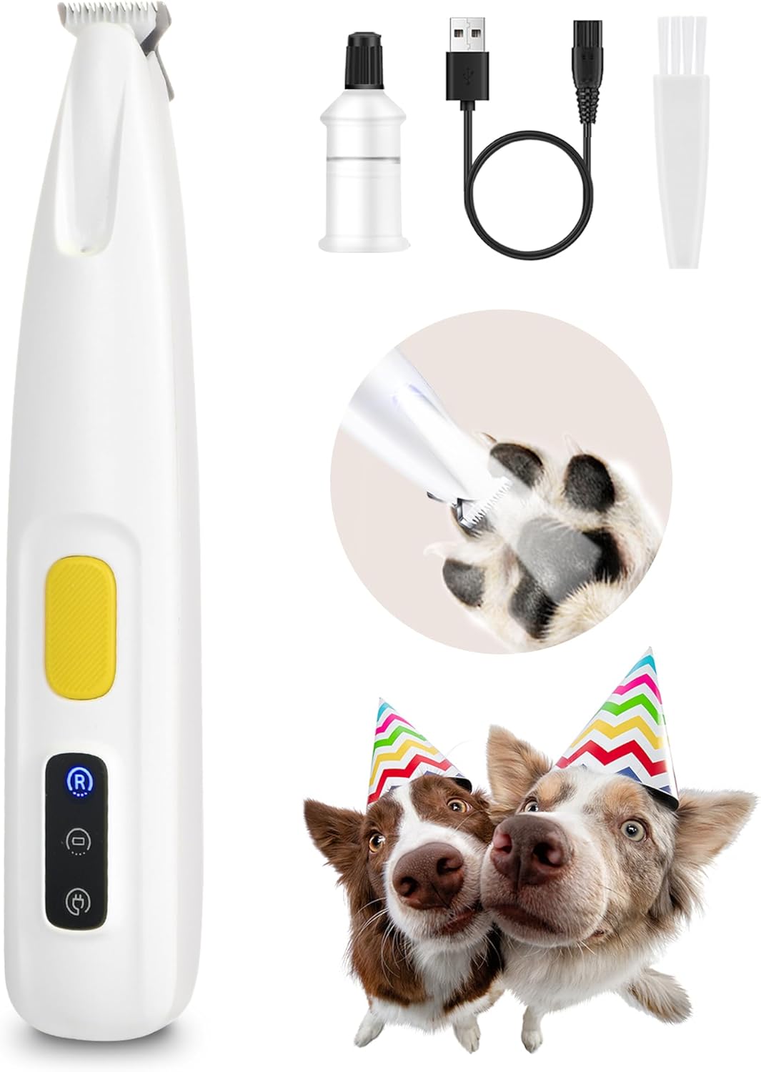 FURBONA Upgraded Dog Paw Trimmer with LED Light, 18 mm Widen Blade, 35 dB Low Noise, LED Display, Fully Waterproof, Rechargeable Clipper for Dogs Cats Trimming Paws, Eyes, Ears, Face, and Rump