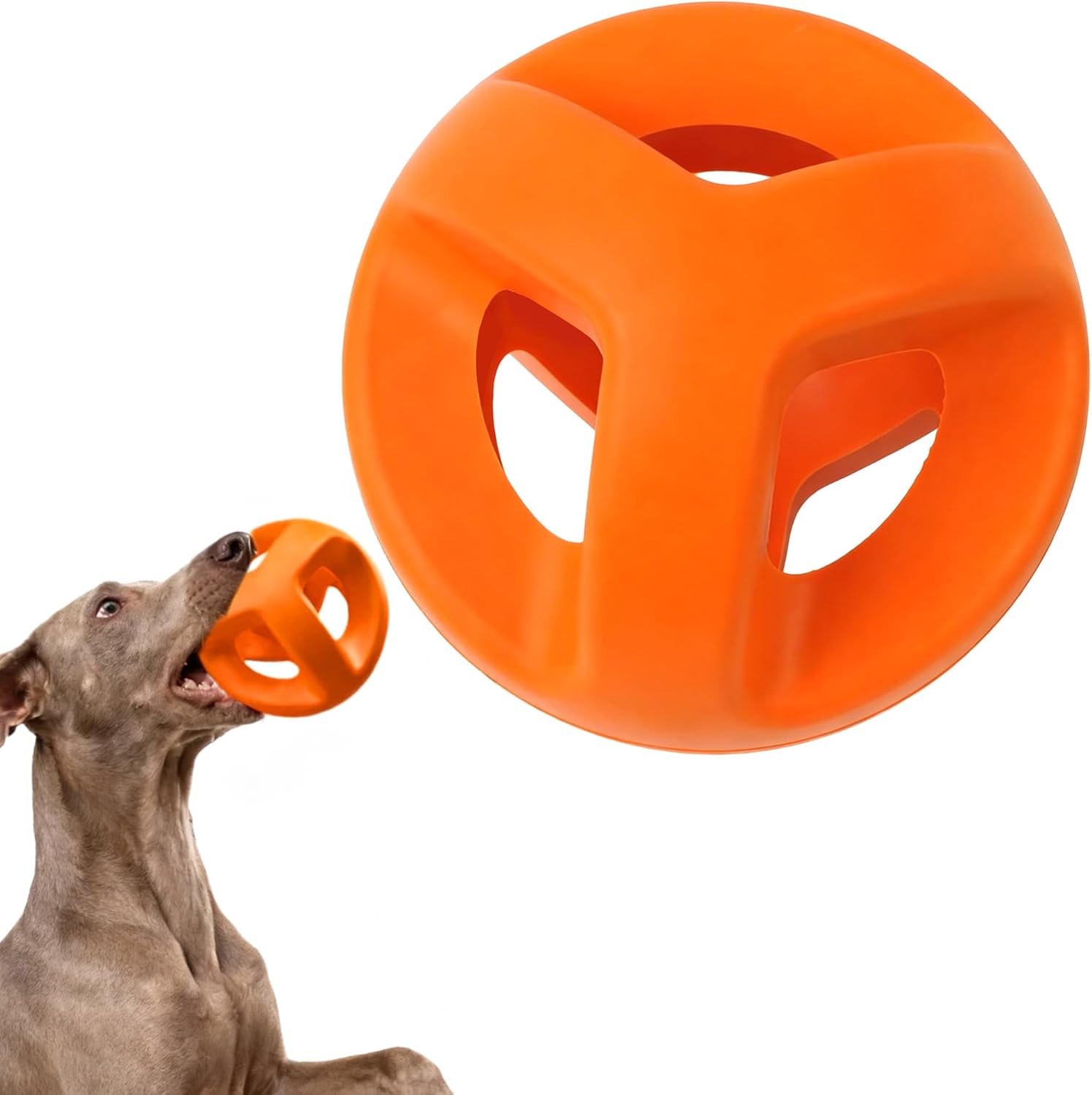 Fida Natural Rubber Dog Balls for Aggressive Chewers, Durable Dog Chew Toys for Large Dogs, Interactive Fetch & Tug of War Toys for Medium Large Breed Non-Toxic Dish Washable,4.5 * 4.5″