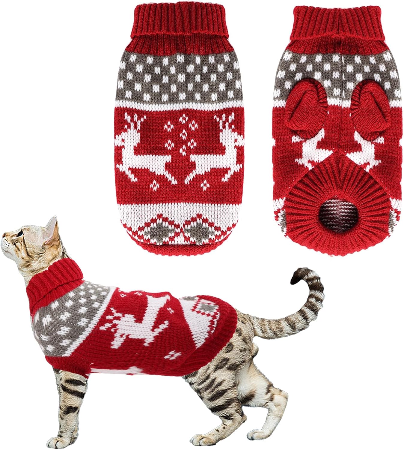 Gvhntk Dog Christmas Sweaters Christmas Sweater Cat Pet Xmas Clothes Cat Outfit Holiday Classic Winter Knitwear Warm Reindeer Snowflake Sweater for Kitty Puppy Dogs Cat