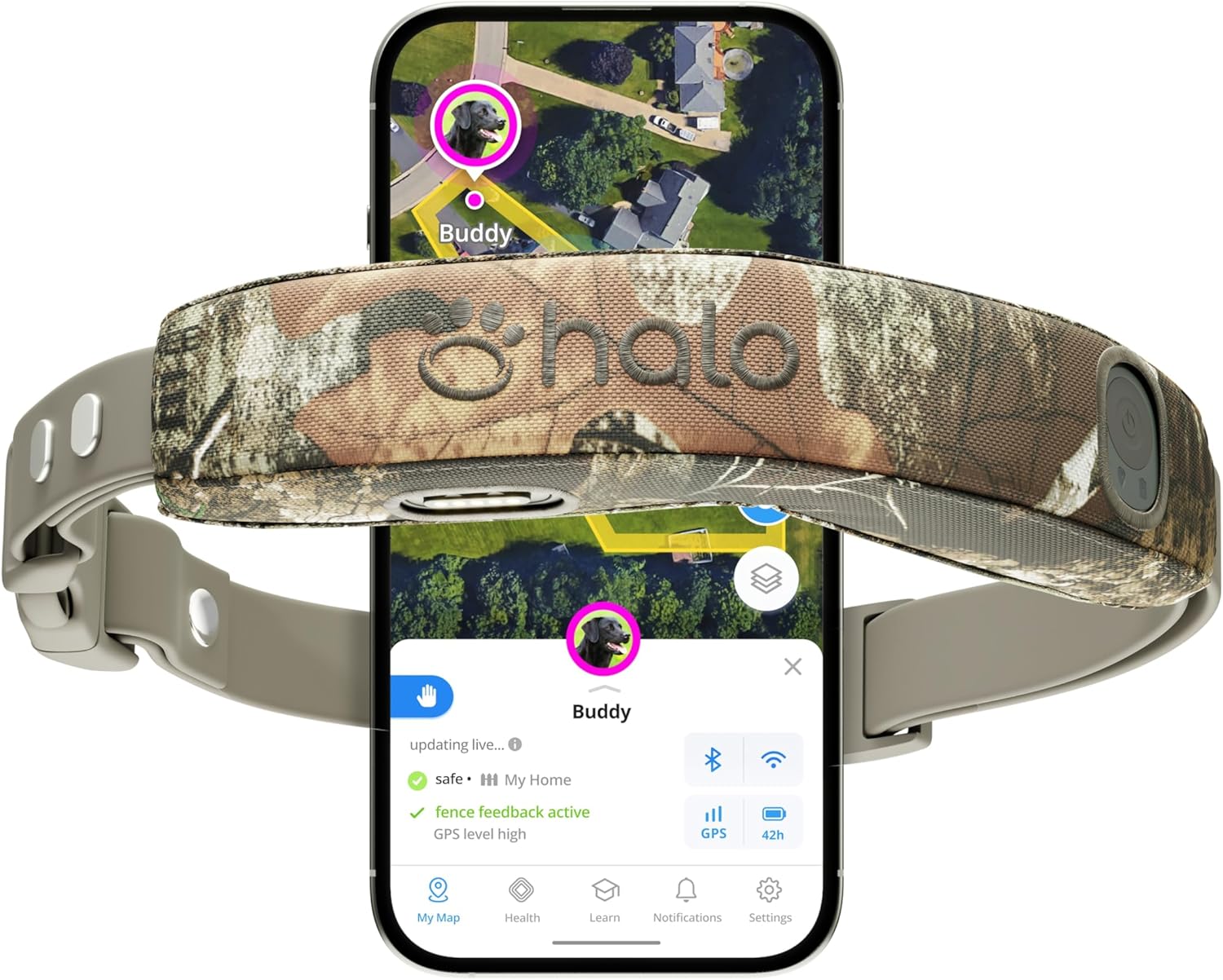Halo Collar 5 Wireless Dog Fence & GPS Dog Collar, Keep Your Dog Safely Contained Outdoors with App-Controlled Boundaries and Real-Time Tracking, One Size, Realtree Camo