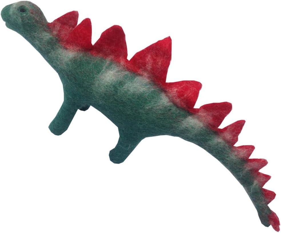 Handmade Felted Wool Dinosaur Dog Toy – Eco-Friendly, All-Natural Wool Pet Toy – Durable Chew Toy for Dogs – Non-Toxic, Handmade in Nepal – Squeaker-Free Soft Play Dinosaur Toy, 20″ Long,