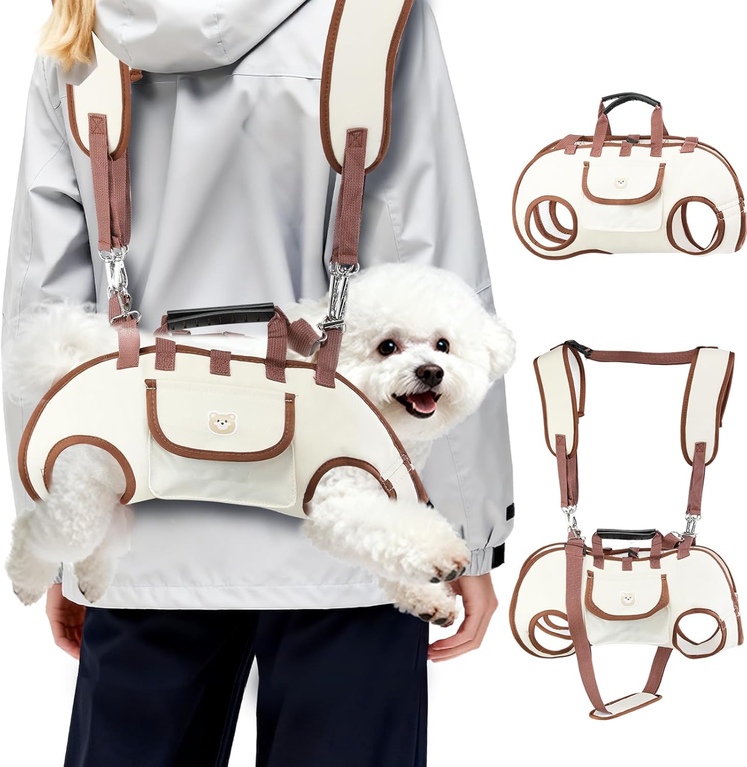 Hands Free Dog Backpack Carrier for Small Dogs, Yorkie Shoulder Carrier Sling Backpack Carriers Dog Lift Harness Portable Breathable Pet Carrier Backpack for Small Puppies (S, 4.4-8.8 lbs)