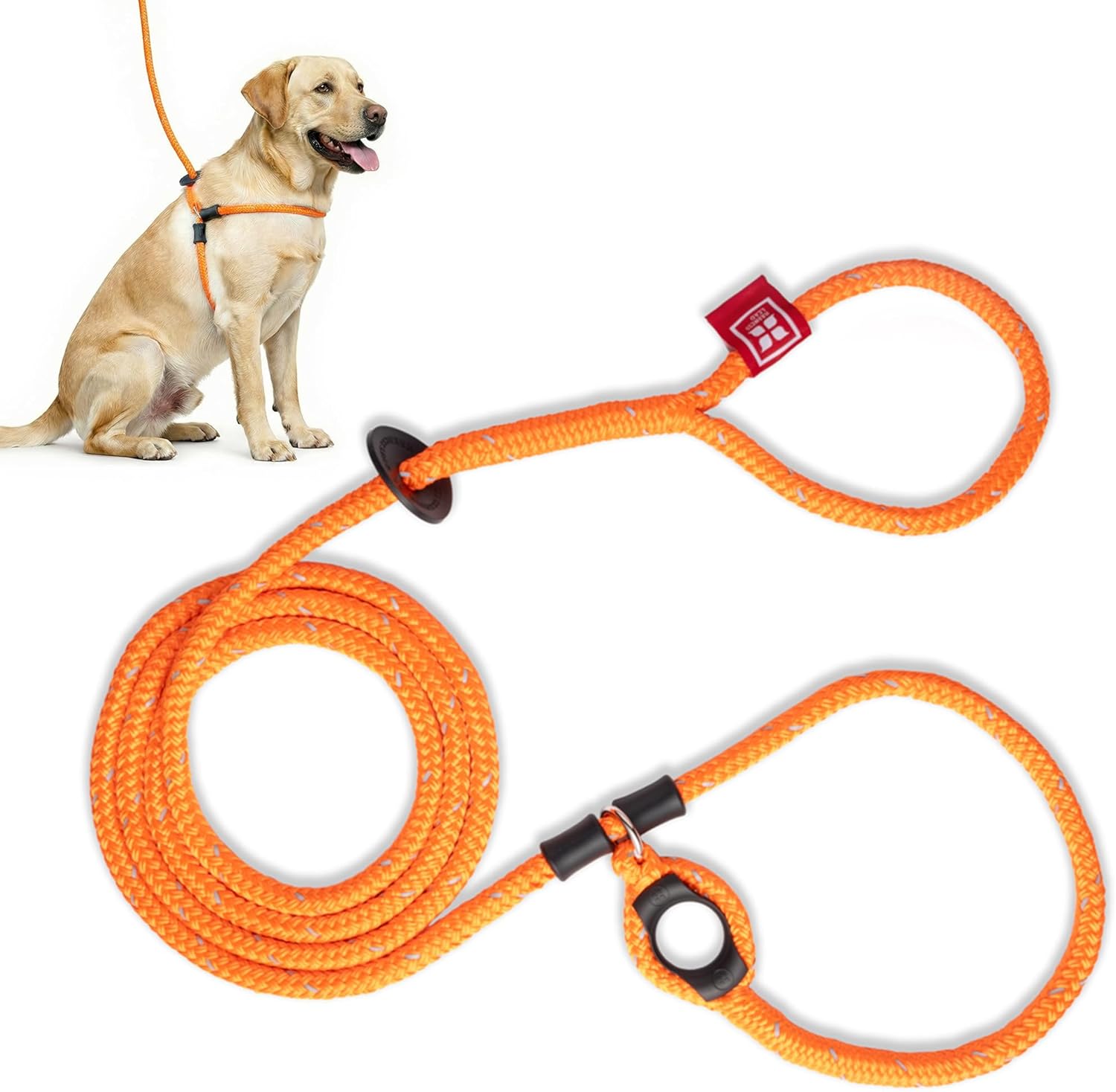 Harness Lead No Pull Dog Harness and Leash Set, Anti Pull Dog Harness for All Breeds and Sizes, One-Piece Cushioned Rope Design Safely Prevents Escaping and Pulling (Medium/Large, Orange/Reflective)