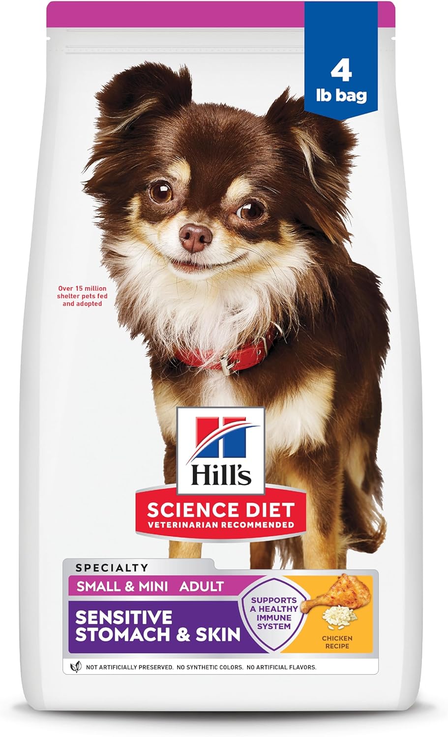 Hill’s Science Diet Adult Sensitive Stomach & Skin Small & Mini Dry Dog Food, Chicken, 4 lb. Bag (Updated Formula)